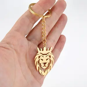 1pc European And American Style Trendy Fashion Design Domineering Hollow Lion Head Pendant Metal Keychain Bag Pendant Additions