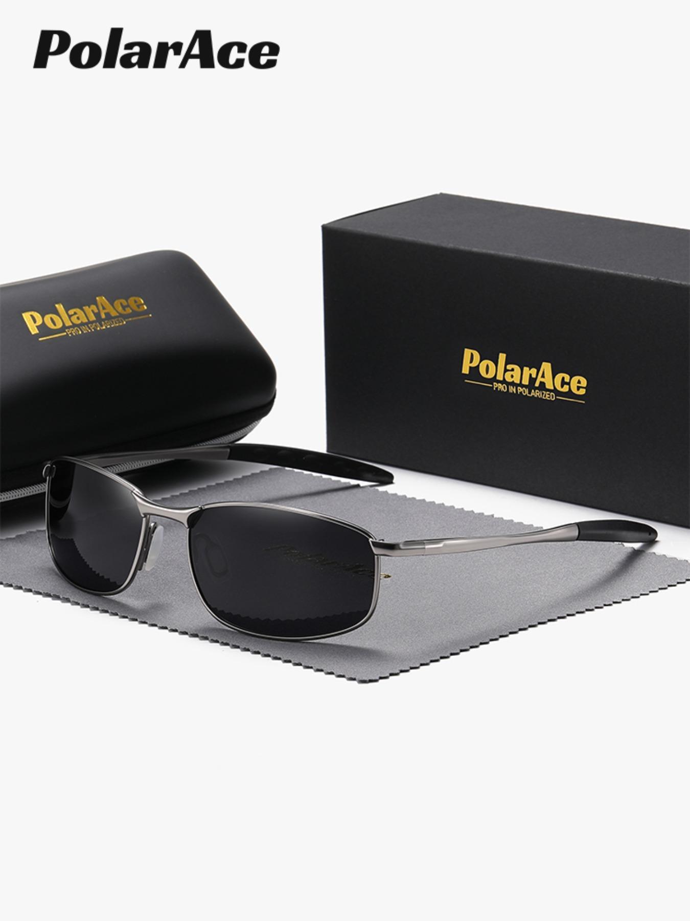 1 Piece PolarAce Unisex Business Style Reviving Classic Charm Rectangular Full Frame Polarized Sunglasses UV400