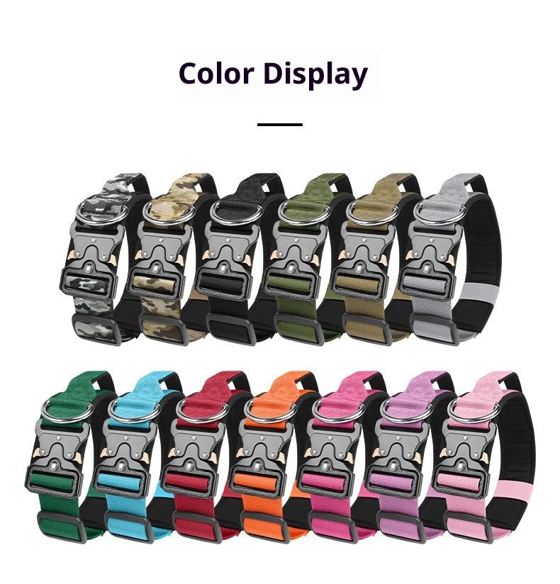 Heavy Duty Tactical Dog Collar with Control Handle, Stylish Pink Fashion No Pull Training Collar for Medium Large Dogs