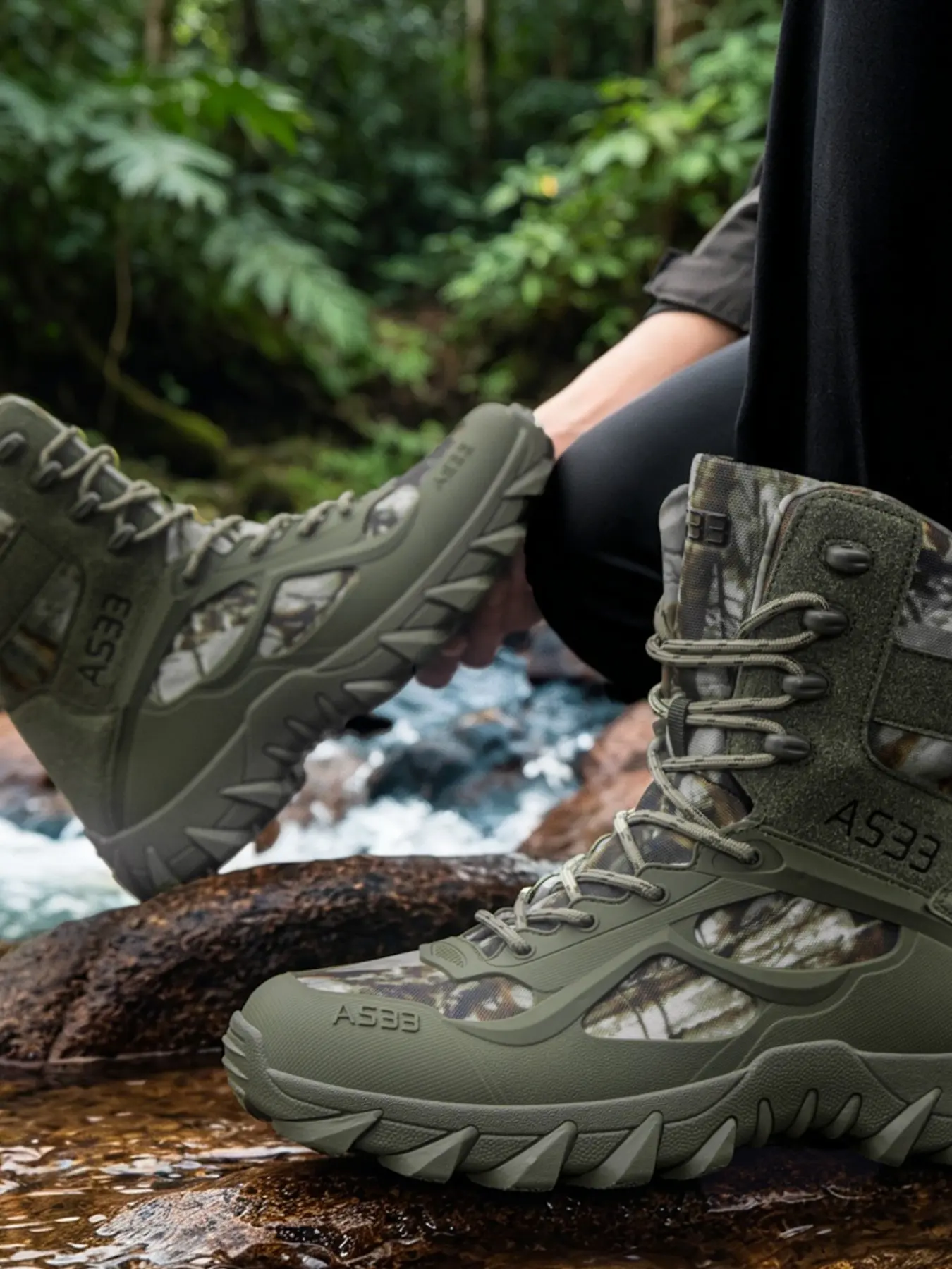 Men's High-Top Tactical Hiking Boots, Breathable Mesh Upper, Anti-Collision Toe, Non-Slip Sole, Wide Fit, Fall & Winter Outdoor Shoes