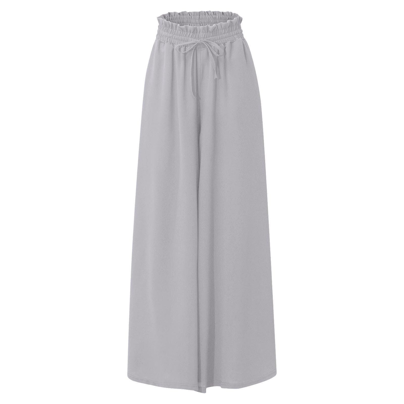 Women's new summer wide-leg long pants with elastic waistband, high-waisted long skirt-pants for women, suitable for beach vacations and commuting