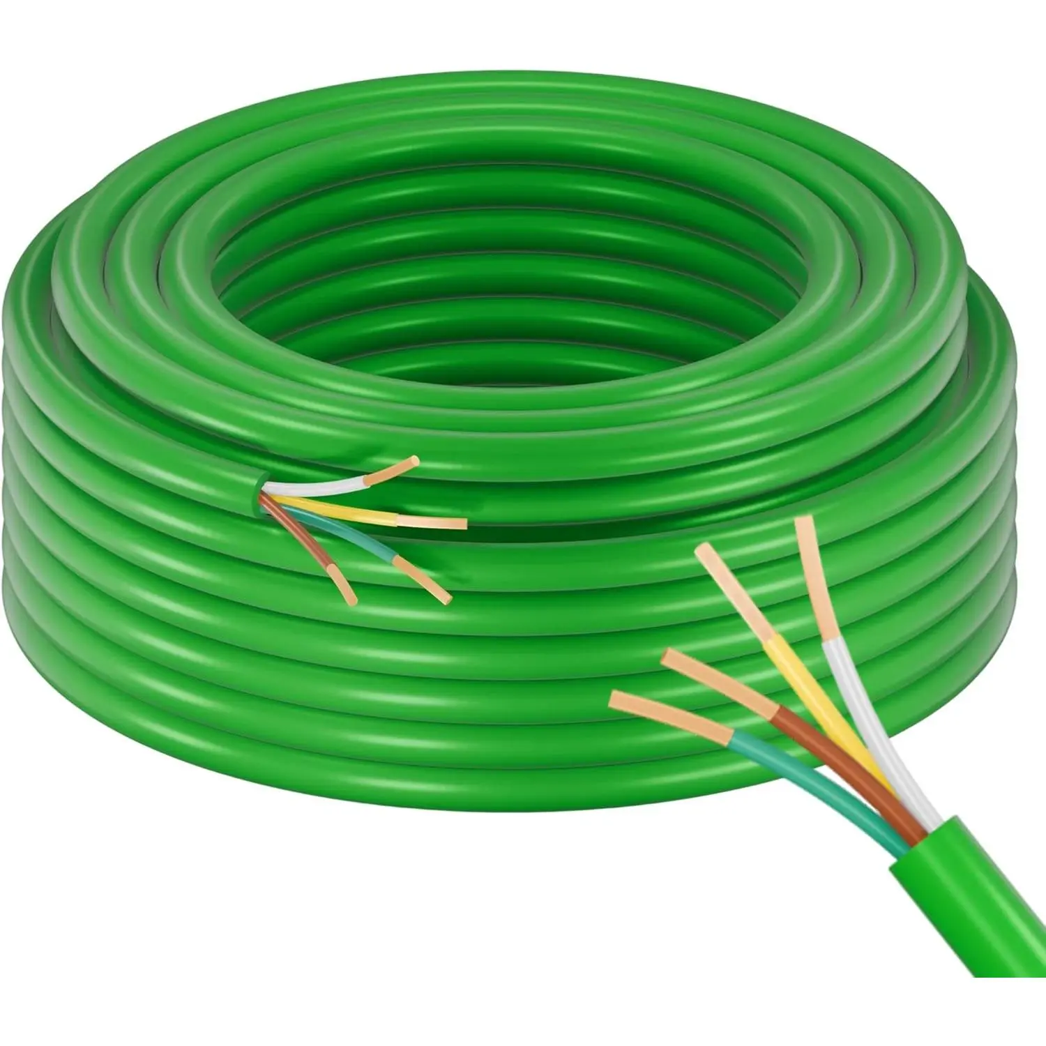 14AWG 100FT 4 Way Trailer Wire Harness - Green Sheath, 4 Conductors CCA Round Conductor, for Trailers RVs Hook-up, Supports Turn Signals Taillights Brake Lights, -20°c to +105°c Hitch Tow Cable