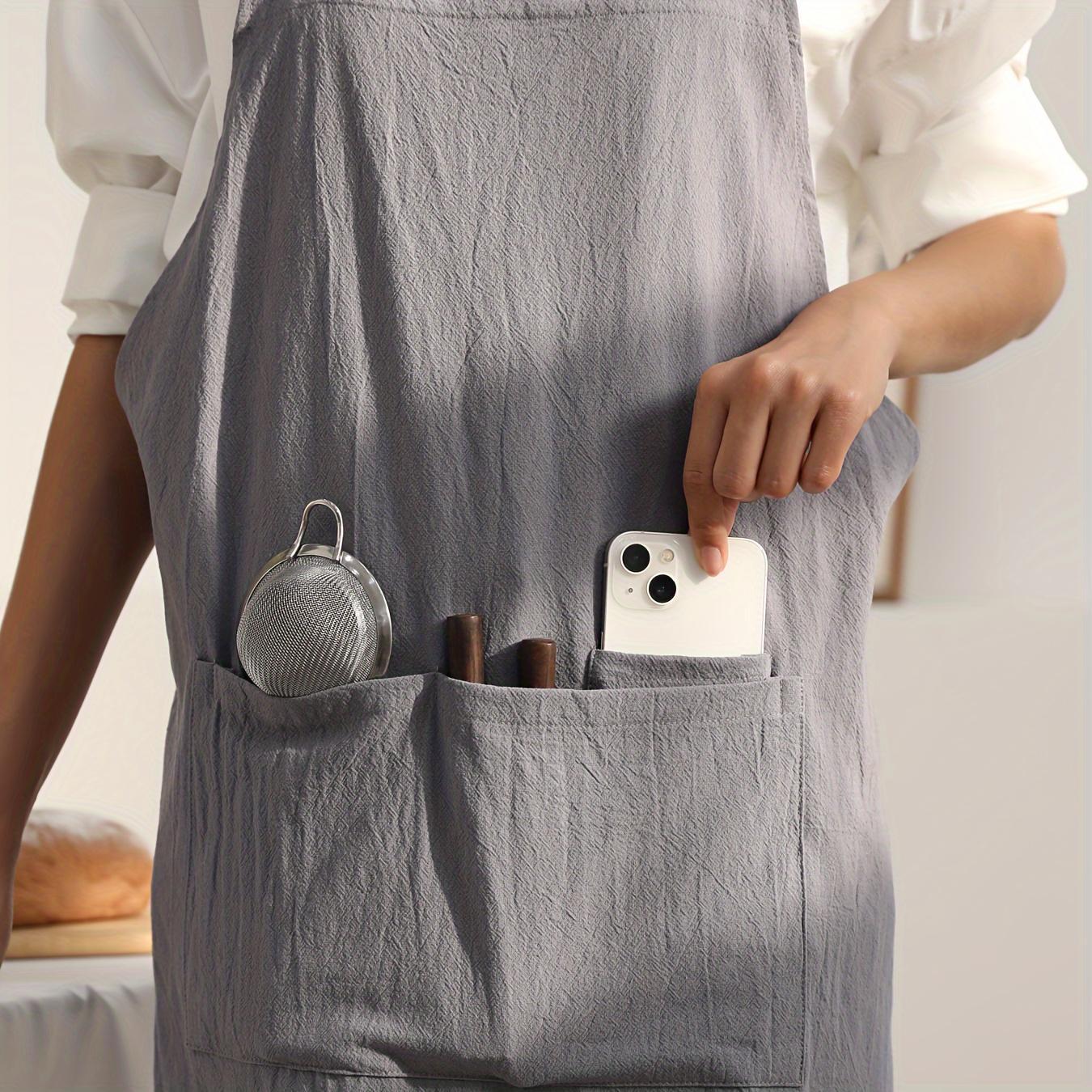 A Single Piece of Apron with Pockets, Featuring Cross-Back Straps, Suitable for Chefs, Gardening, Cooking, Baking, Florists, Painting, Baristas, And As Workwear