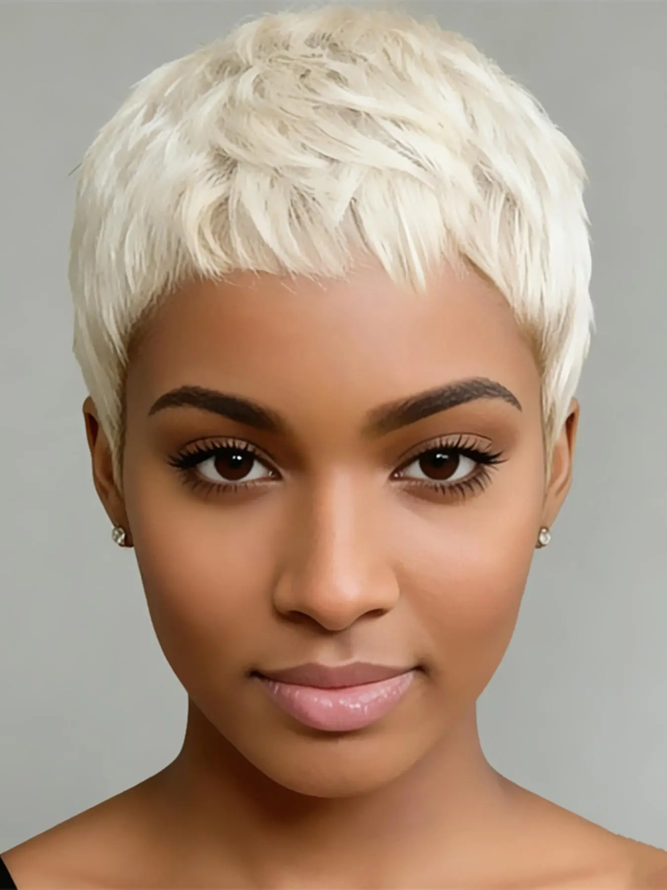 Pixie Cut Human Hair Wigs, 60# Blonde Machine Made Short Straight Layered Wig for Women, Daily Party Cosplay Gift Use