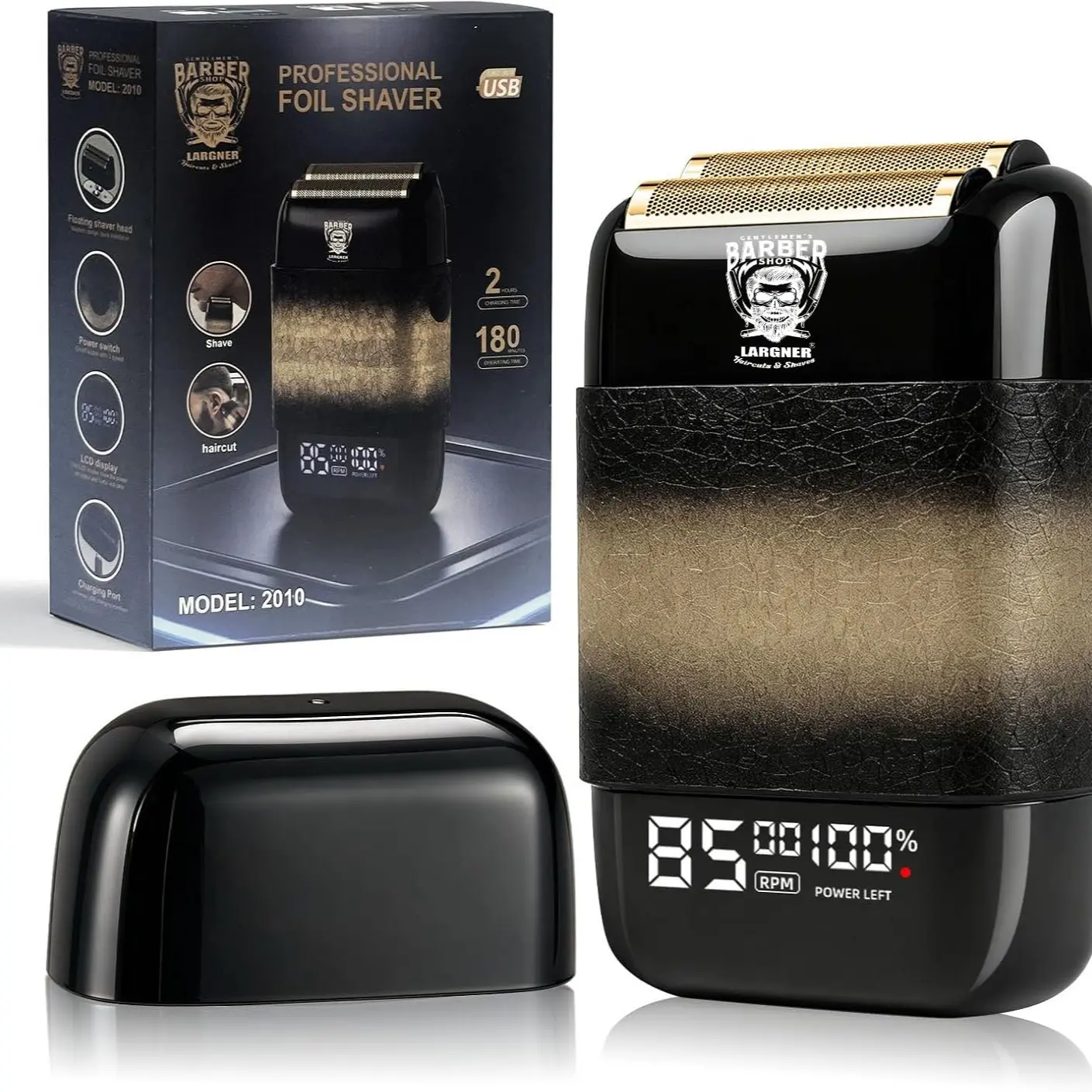 Professional Reversible Electric Shaver, Barber Shop Dedicated Trimmer, Head Hair Removal, Facial Hair Trimmer, LED Display, Floating Dual Blade Design