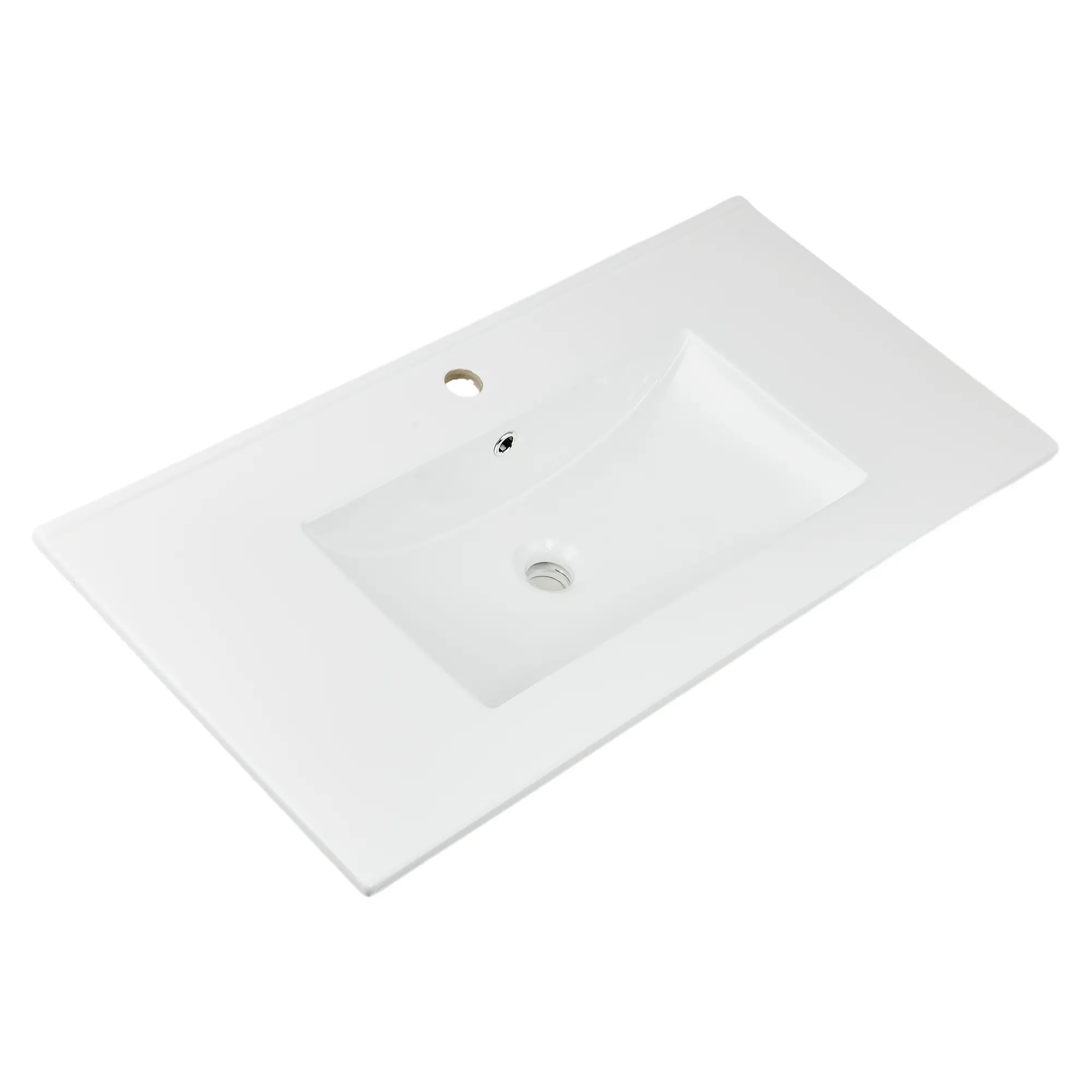 36 Inch Ceramic Drop-In Bathroom basin – Rectangular Porcelain Vanity Top – Single Hole with Overflow