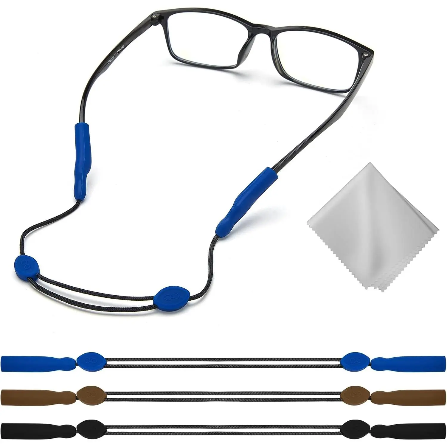 Children's Glasses Strap - Tailless Sunglasses Lanyard, Suitable for Boys, Toddlers, and Girls - Neck-Mounted Glasses Holder - Adjustable Glasses Cord - 3-Pack, 10inch, Multi-Color