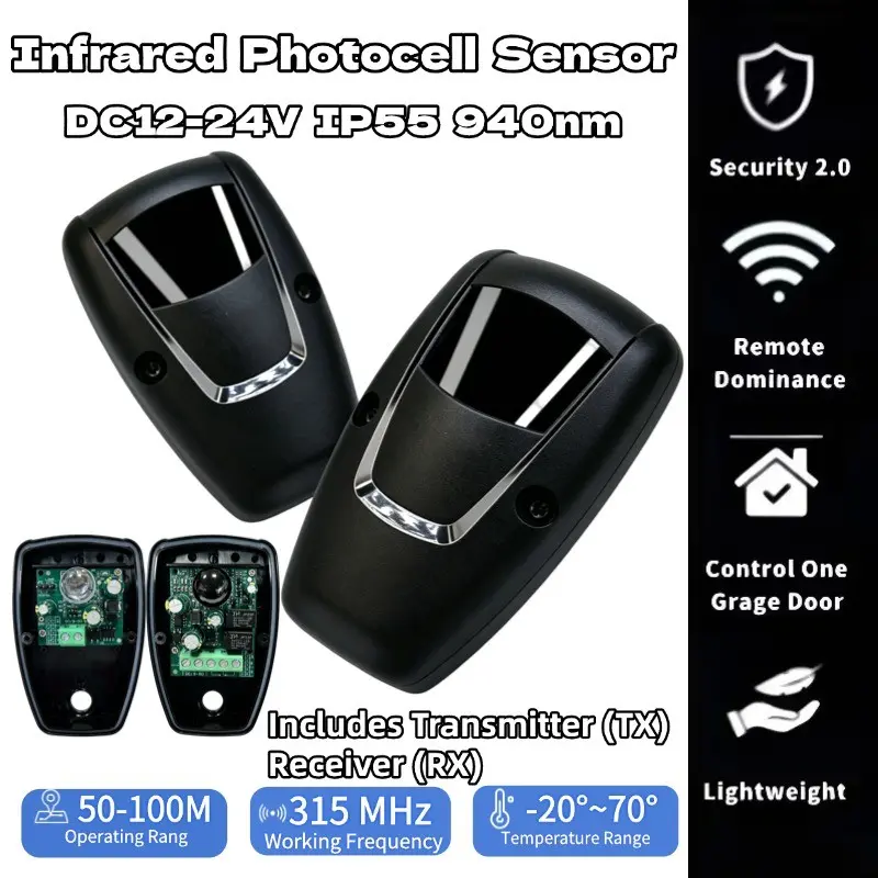 Infrared Photoelectric Sensor 40nm, Dc12-24v Infrared Beam Detector, Home Safety Photoelectric Sensor for Automatic Door Access Alarm System