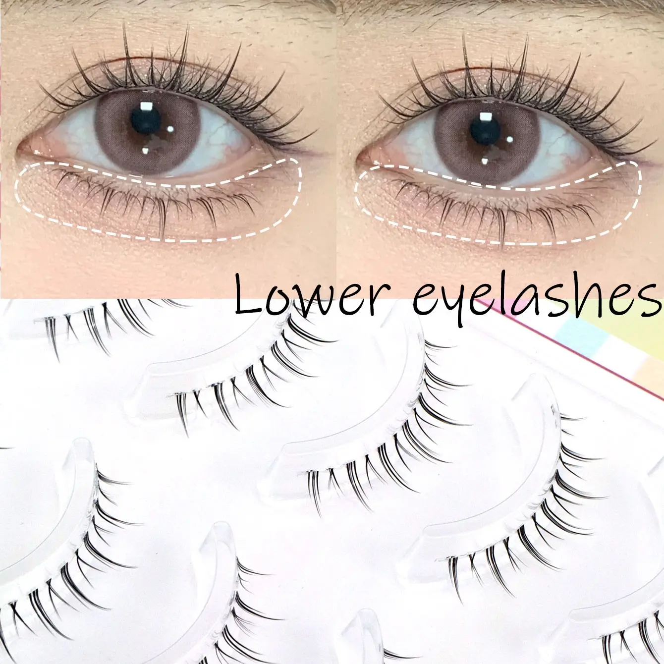 5 Pairs False Lower Lashes, Natural Look, Lightweight Curl, Handmade, Korean Style, Sweet Cartoon Design, Invisible Stem, Fluffy
