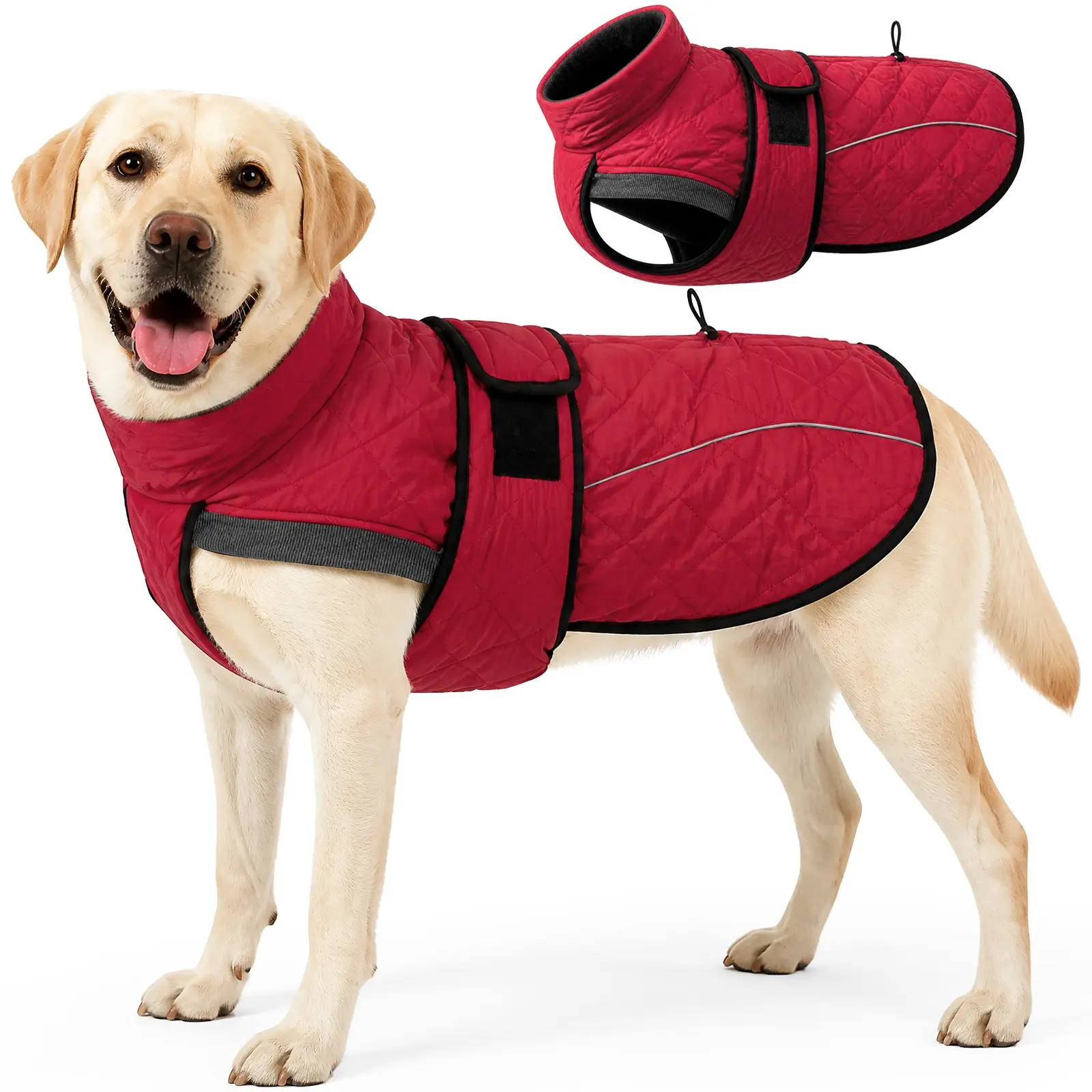 Dog Winter Fleece Warm Sweatshirt, Multi-Layer Insulated Dog Coat, Warm Puppy Coat, Waterproof Snowproof Jacket, Outdoor Harness-Compatible