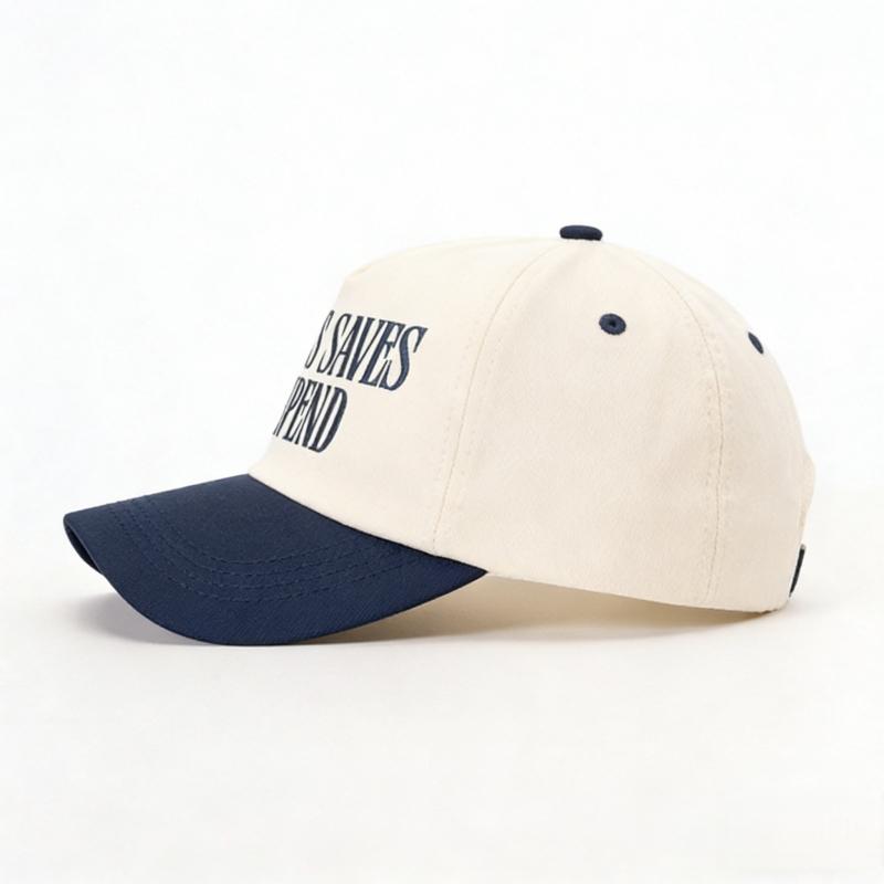 2026 trendy hat, featuring the embroidered "JESUS SAVES ISPEND" pattern, a baseball cap with a contrasting color design, adjustable and unisex unisex hat