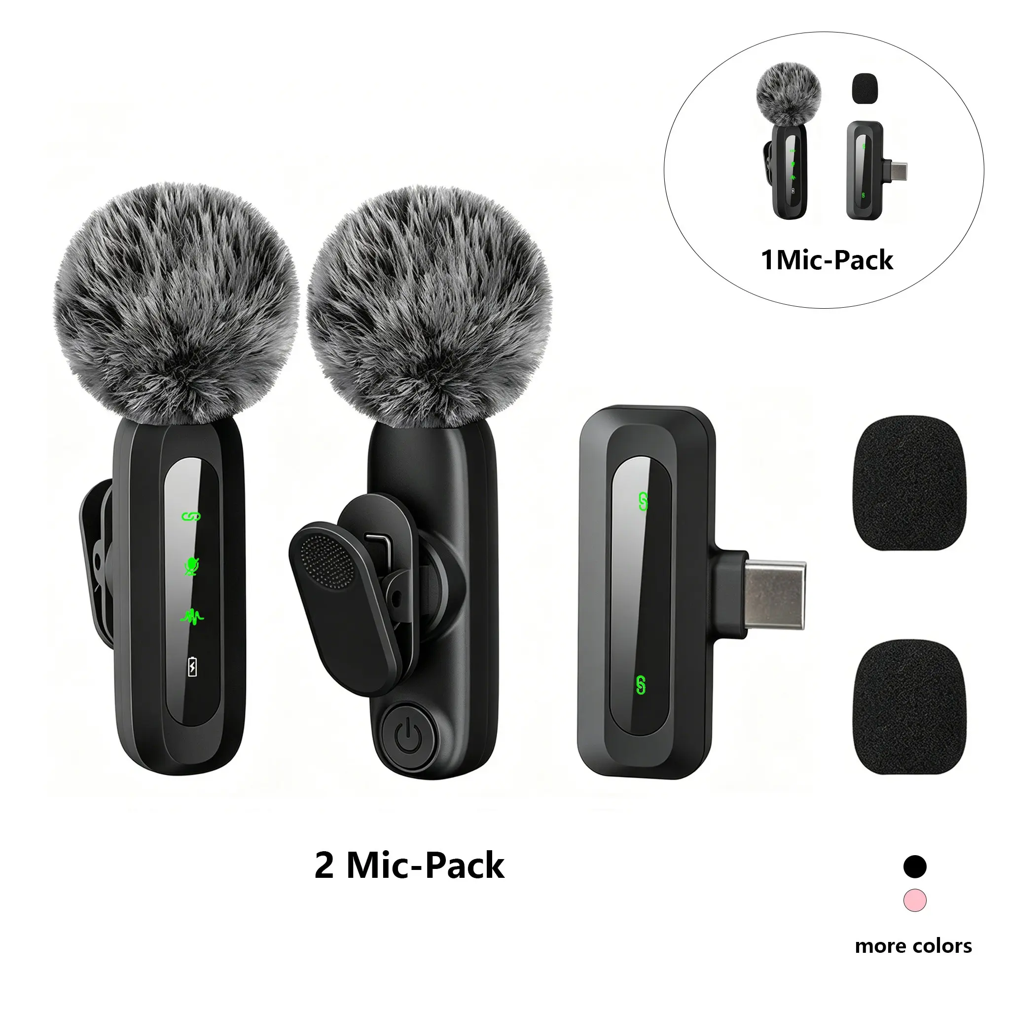 Professional Wireless Lavalier Microphone, Plug-And-Play, Ideal for Video Shooting, Teaching, Interviews, Podcasts, Vlogs
