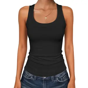 Womens Sleeveless Square Neck Tank Tops Summer Racerback Workout Top Ribbed Knit Slim Fit Basic 2026 Casual Clothes