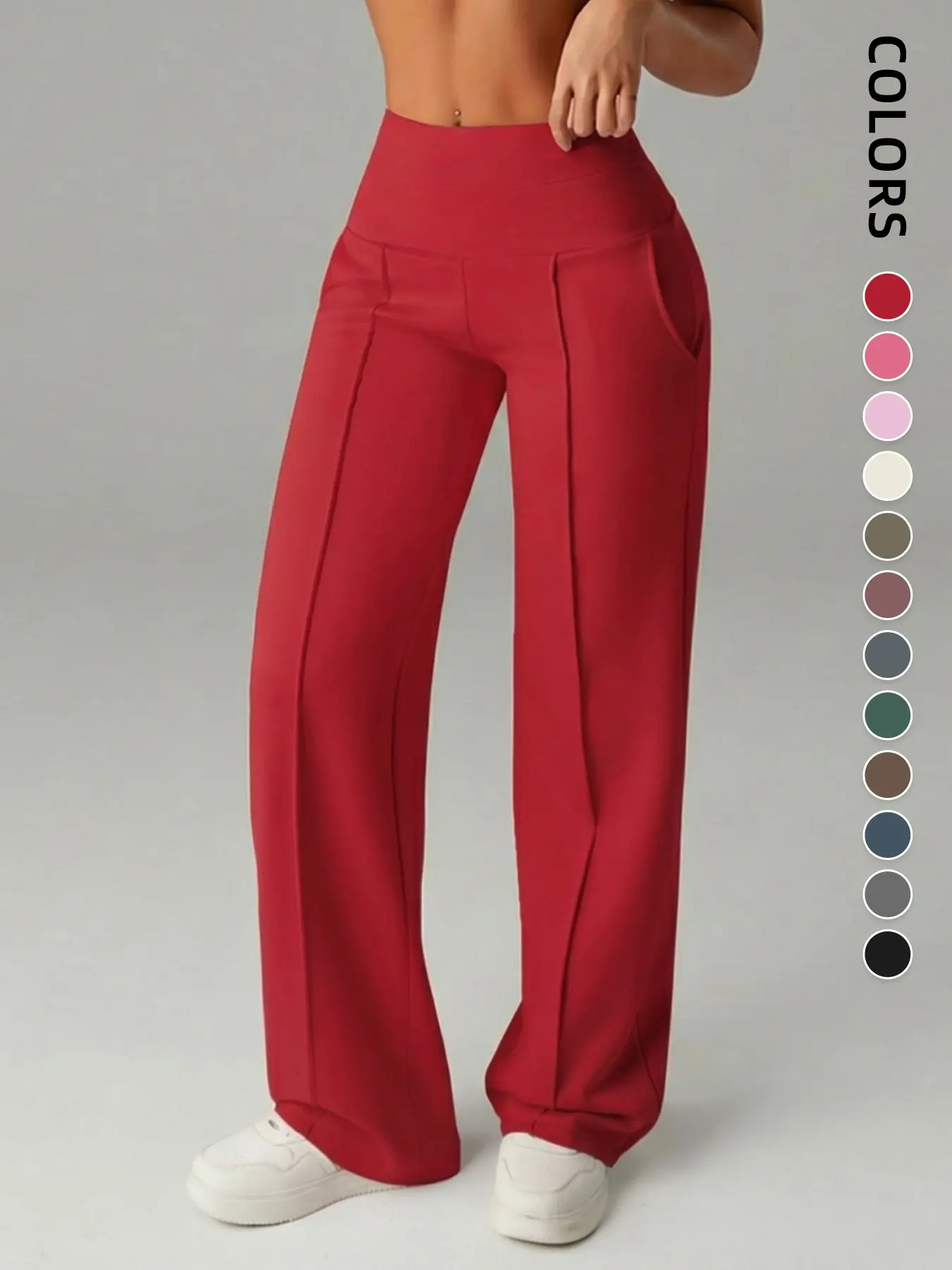 Women's Business Casual Wide Leg Baggy Elastic Pants, Comfortable Skin-Friendly, Versatile for Daily Commute, Leisure, Sports, Fall & Winter