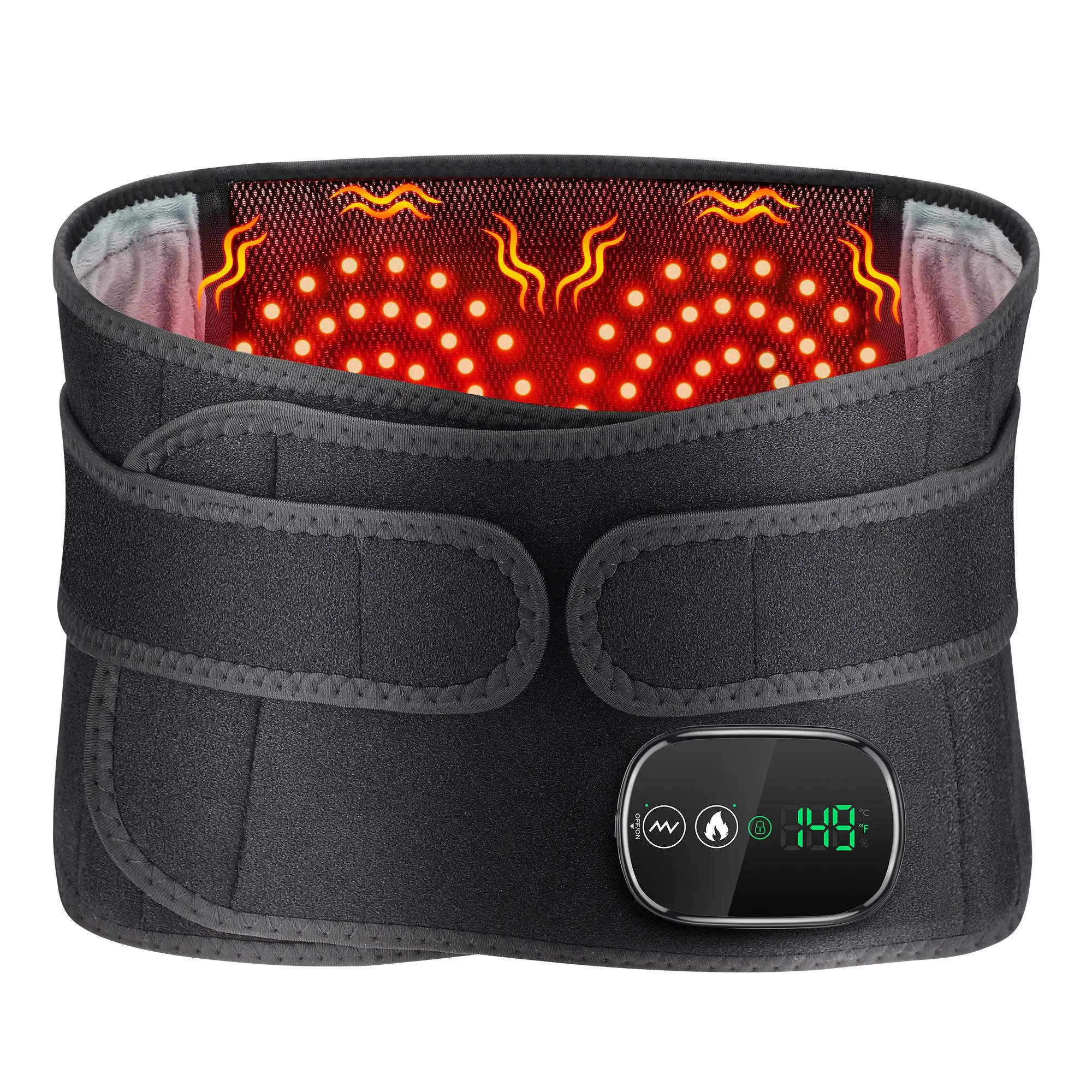 Electric Waist Massager, 3-level Heating Vibration Waist Belt, Women's Abdominal Warming Massage Belt, Birthday Gift for Women & Men, USB Rechargeable