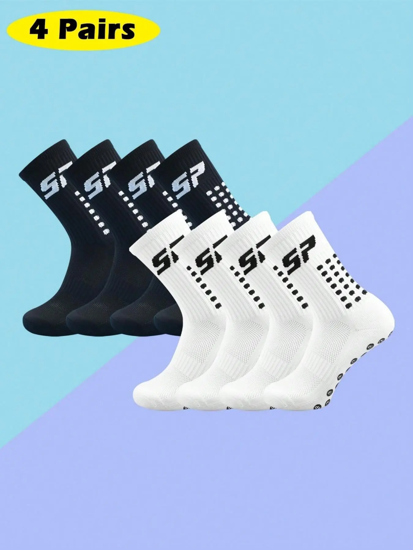 Men's Anti-Slip Soccer Socks, Long Cuff Professional Sports Socks, with Foot Pads, Suitable for Football/basketball/hockey, All Seasons, Non Slip Socks