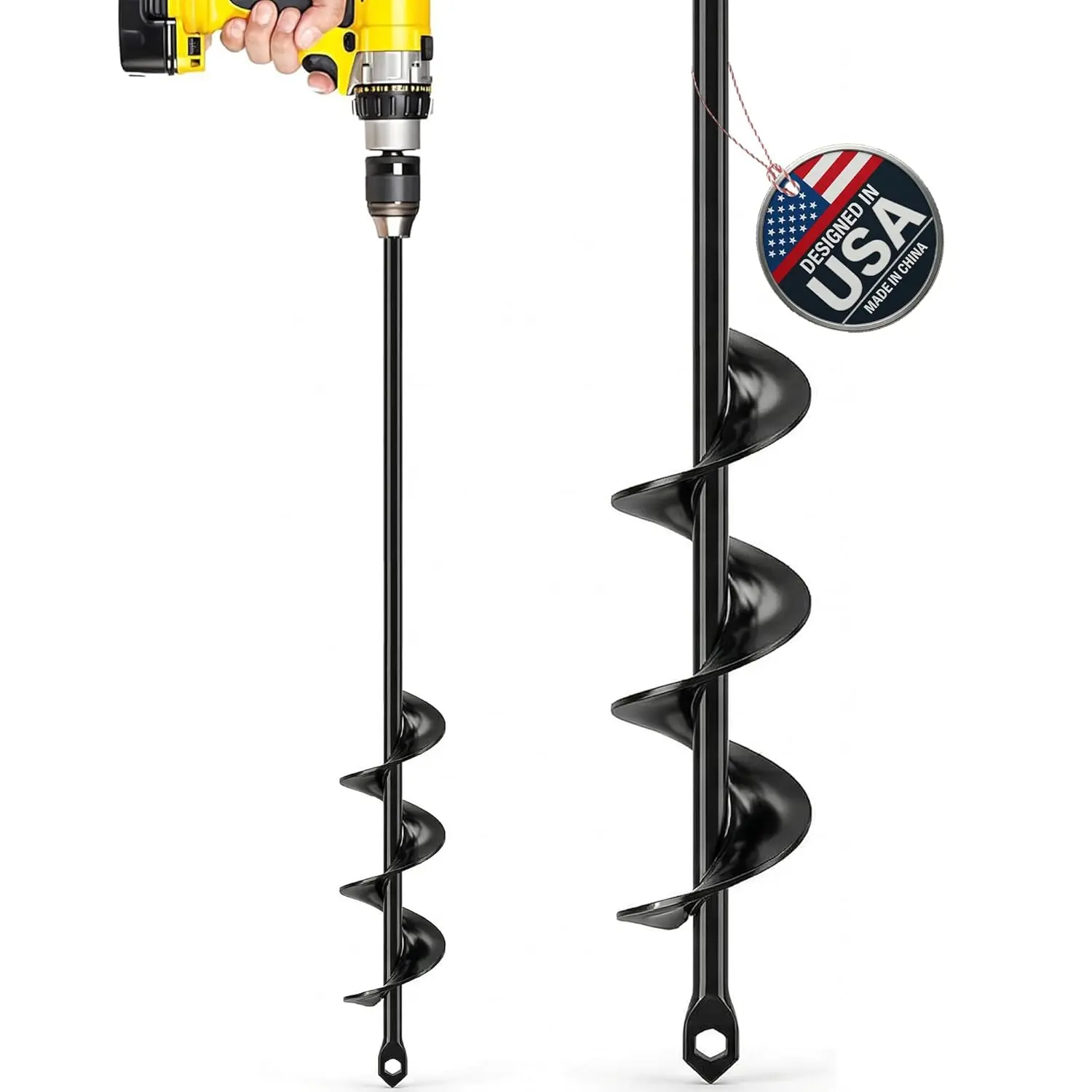 Garden Auger Drill Bit for Planting 1.6x16.5 Inch - Umbrellas and Fences Auger  Hole Digger for Gardening and Spiral Bulb Planter Tool – 3/8 Inch Hex Drive Compatible