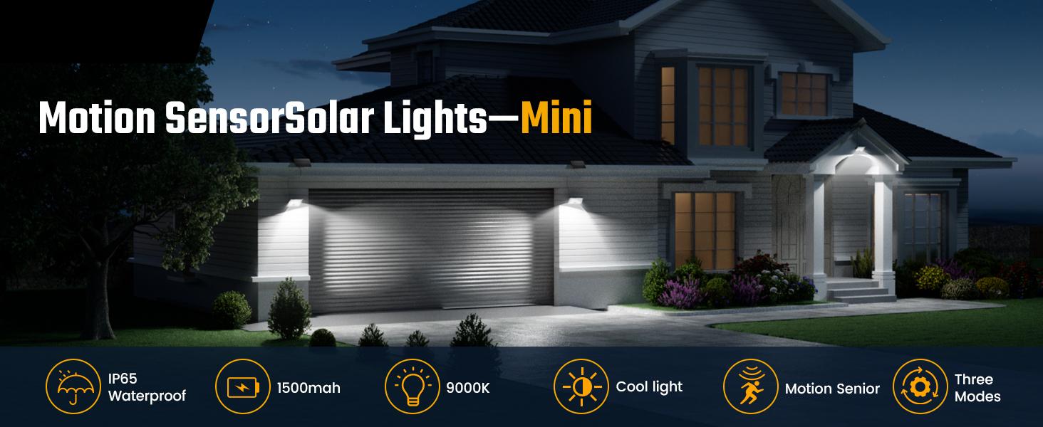Mini Solar Lights Outdoor with Motion Sensor, 170-LED Solar Flood Lights Outdoor Dusk to Dawn with 16.5FT Cable, 3 Modes Solar LED Lights for Outside Waterproof IP65 for Patio, Yard, 4 Pack