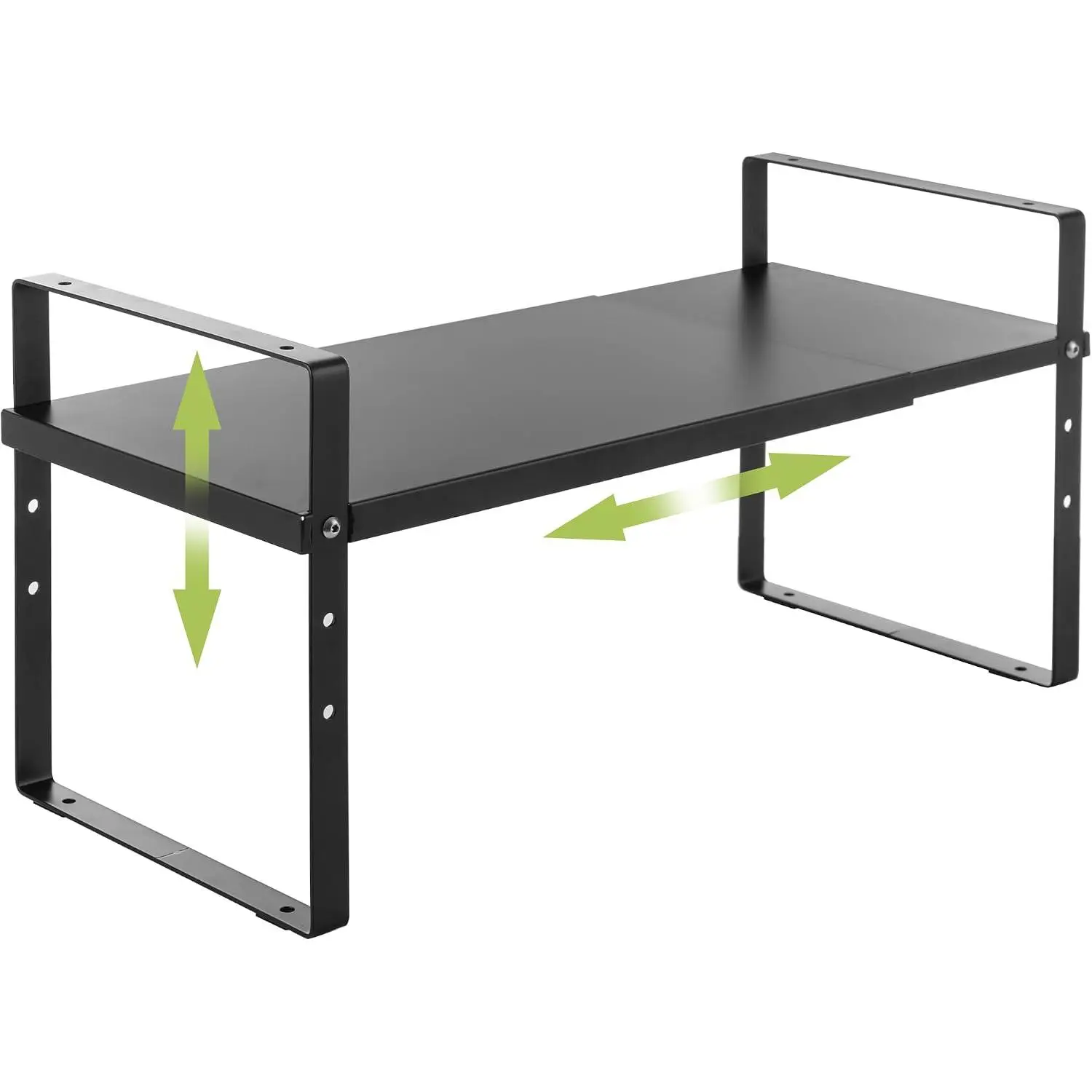 Expandable Cabinet Shelf Organizer Rack, Stackable Kitchen Counter Storage Shelves Stand, Adjustable Height Pantry Shelf  Rack (Black, 1 Pack)