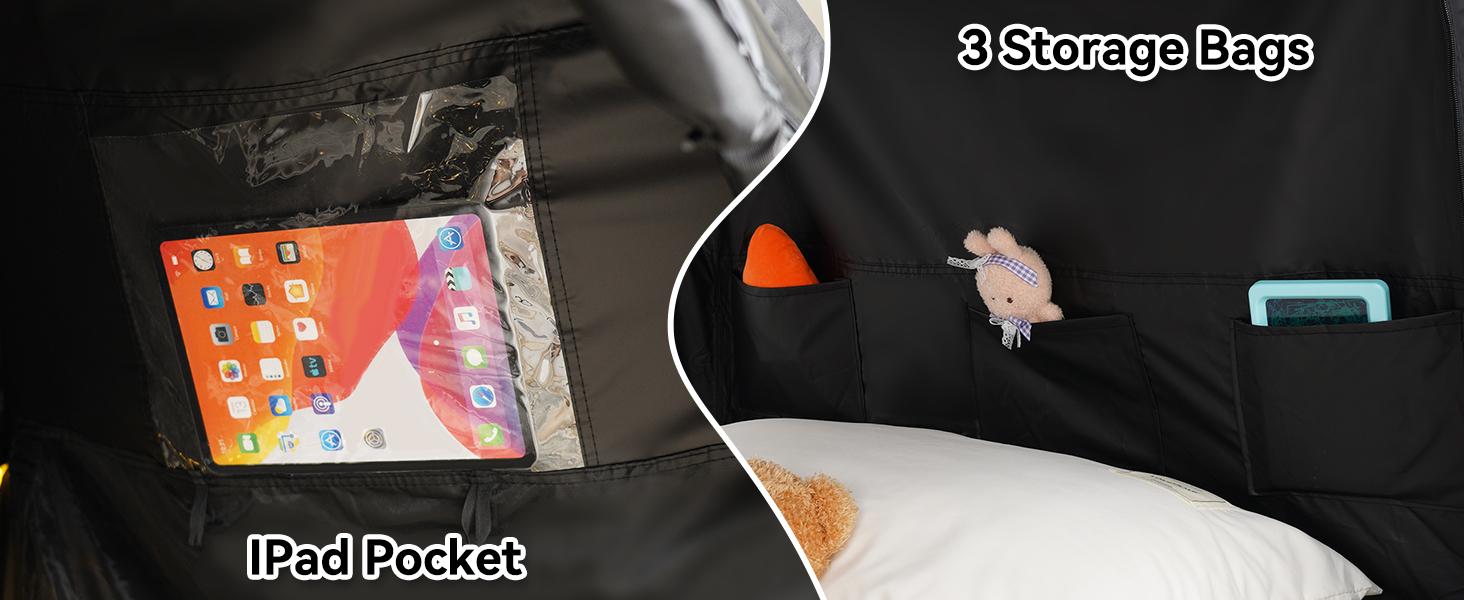Twin Bed Tent for Adult and Kids, Blackout Bed Tents Reduction 99% Sleeping Tents for Indoor, Tent with Star Light & Bag Breathable Private with 3 Doors