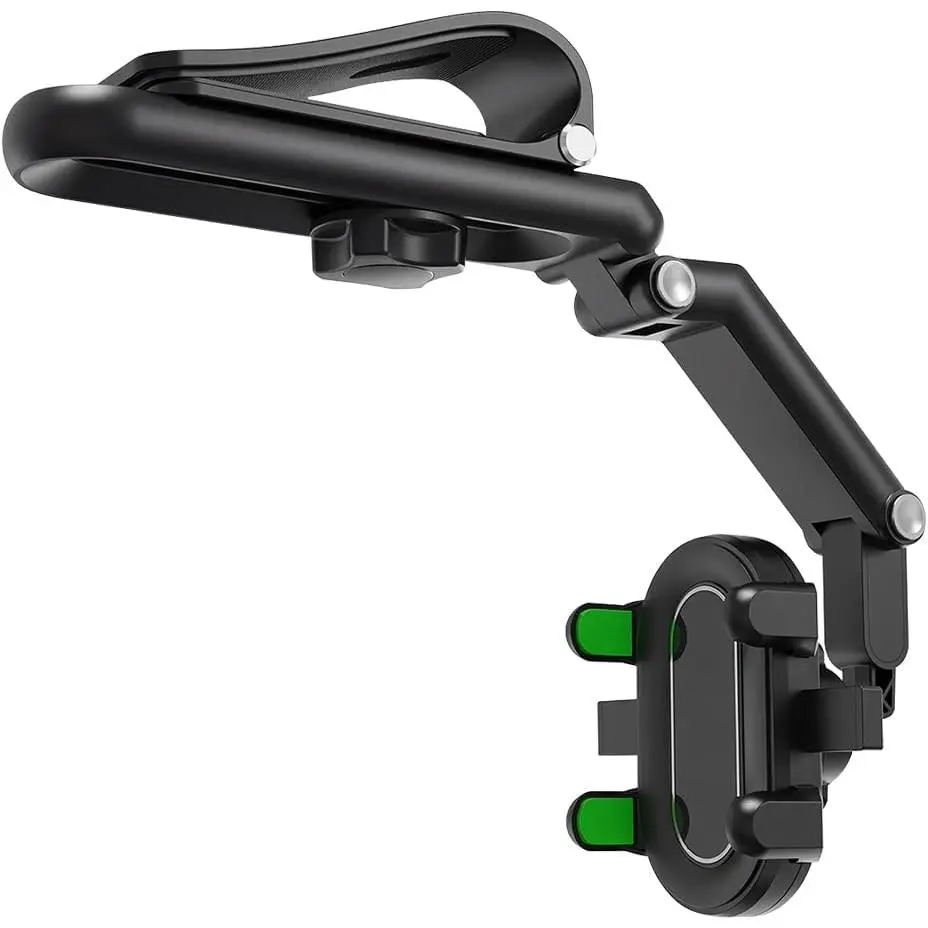 Rotatable and Retractable  Phone Holder (Green2) | 360° Swivel Auto Sun Visor Rotating Phone Mount with 180° Adjustable Arm, Foldable  Rear View Cellphone Holder