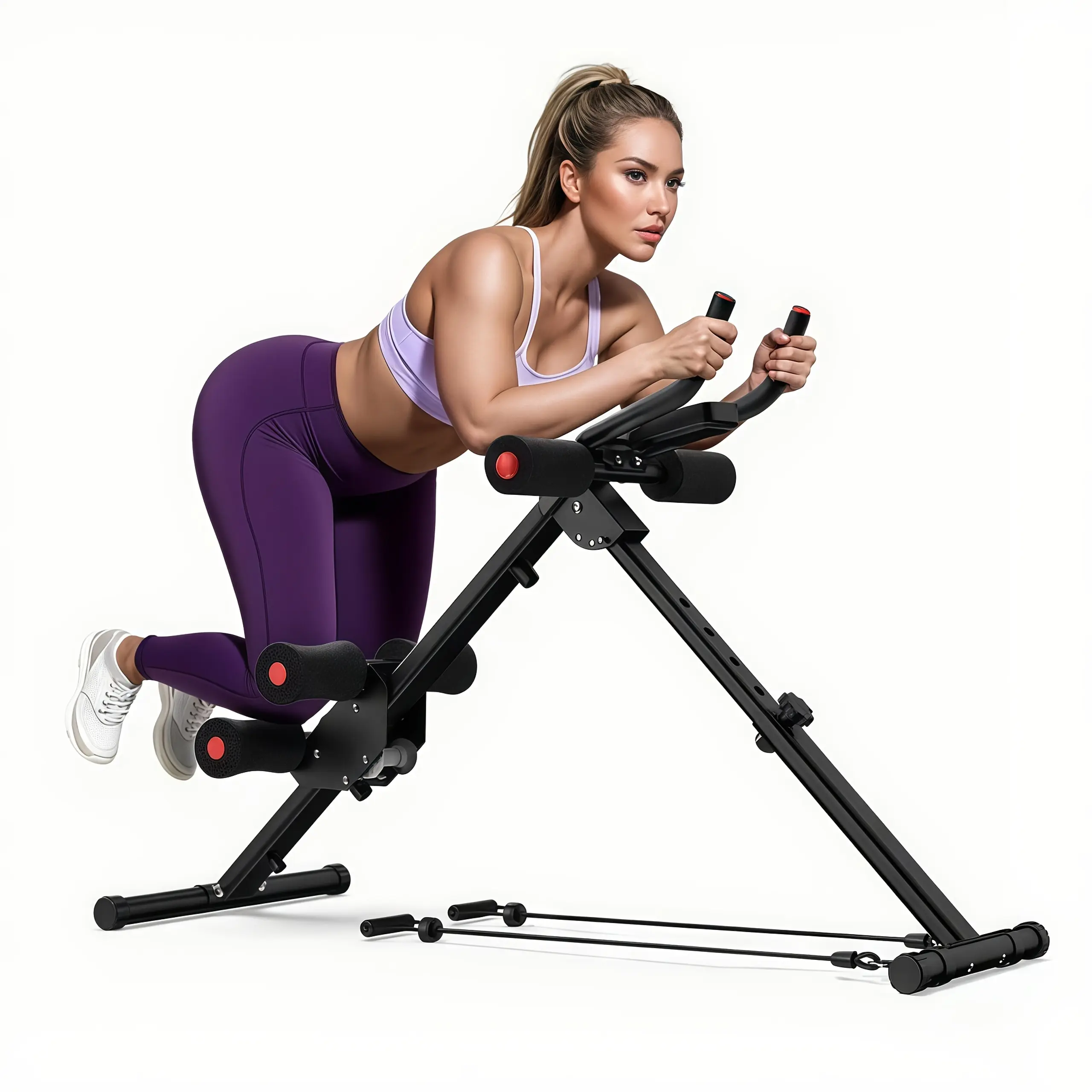 Adjustable Abdominal Trainer, Foldable Core Cruncher Machine for Home Gym, Multi-Level Resistance, Compact Storage