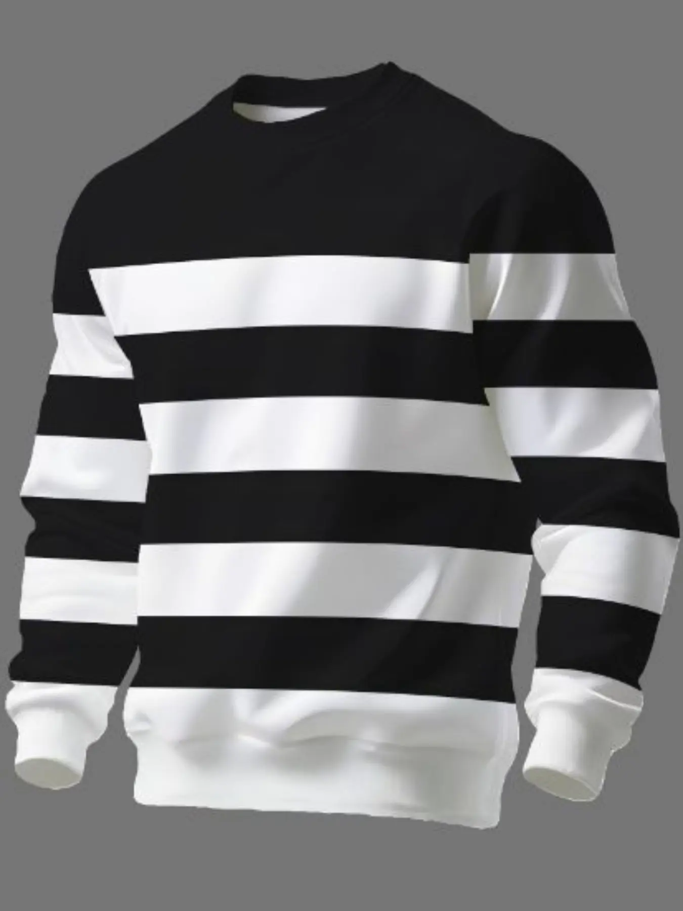 Men's Fashion Casual Round Neck Sweatshirt, Simple Striped Colorblock Design, Fall Winter Trendy Sweatshirt, Perfect for Home and Travel