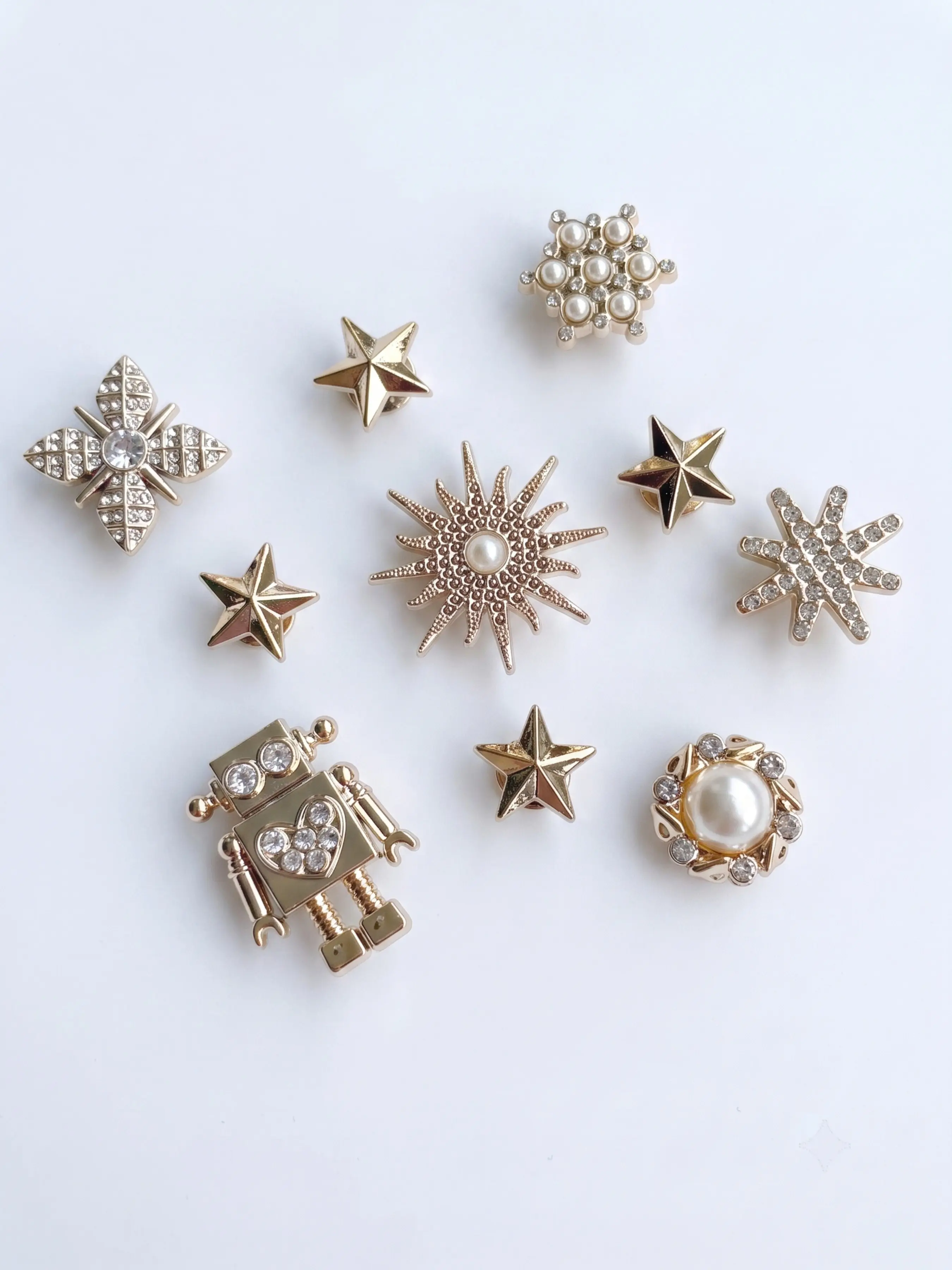 10pcs Sunflower Heart Star Abs Resin Shoe Decoration Charms, DIY Detachable, Personalized Footwear Accessories for Women