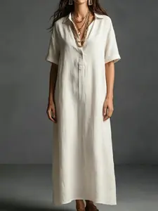 Minimalist Cotton Linen Shirt Dress, Essential for Quiet Luxury Style, Timeless Elegance, Perfect for Everyday Wear