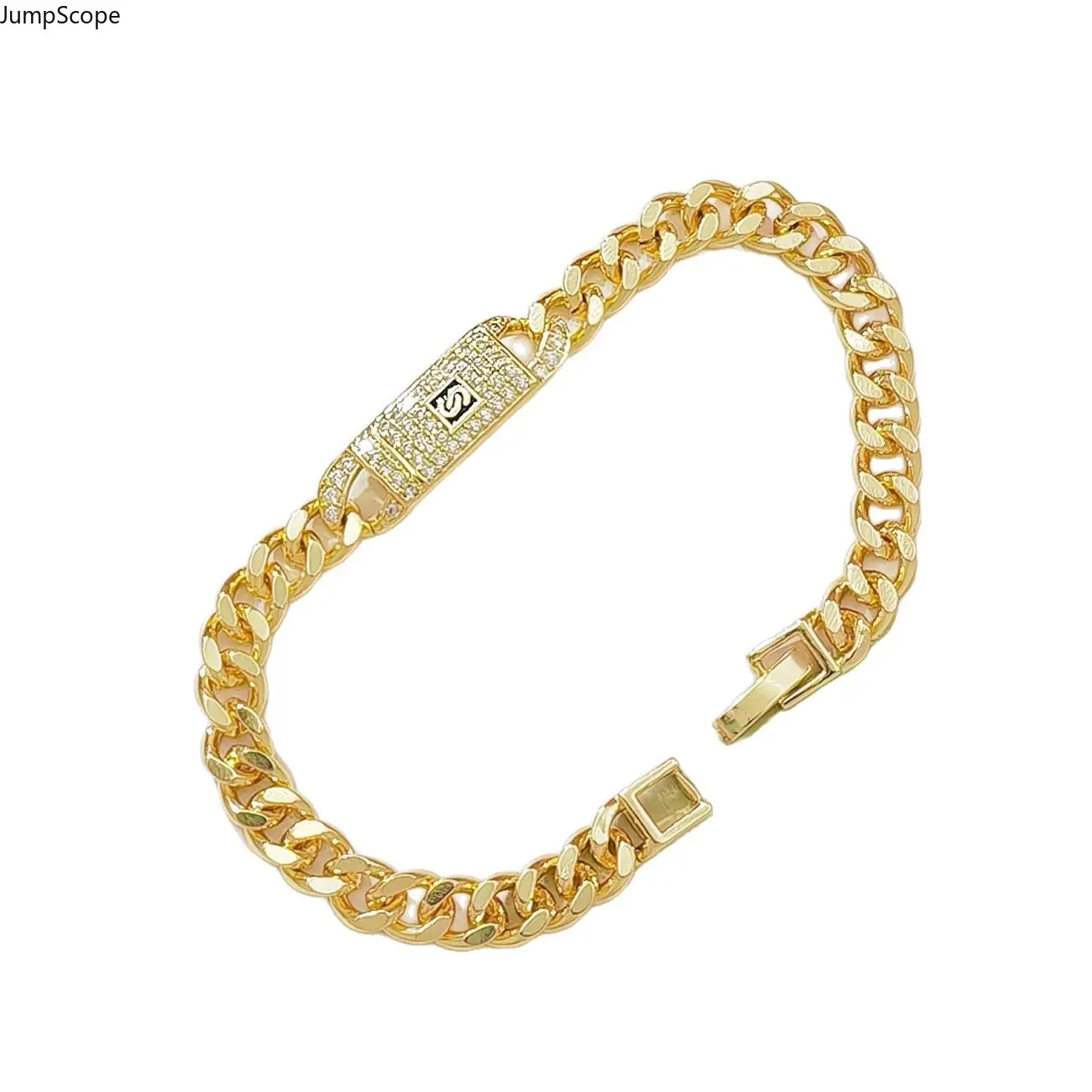 Chunky Wide Link Cuban Chain Bracelet with Sparkly S Initial - Minimalist Glam Statement Piece, MDF+Steel Indoor Leisure Accessory, Ideal Wedding Gift for Her, Personalized I.d., Wedding Gifts, Indoor Wear, Minimal Glam, Personalized Id, Sparkly Initial,