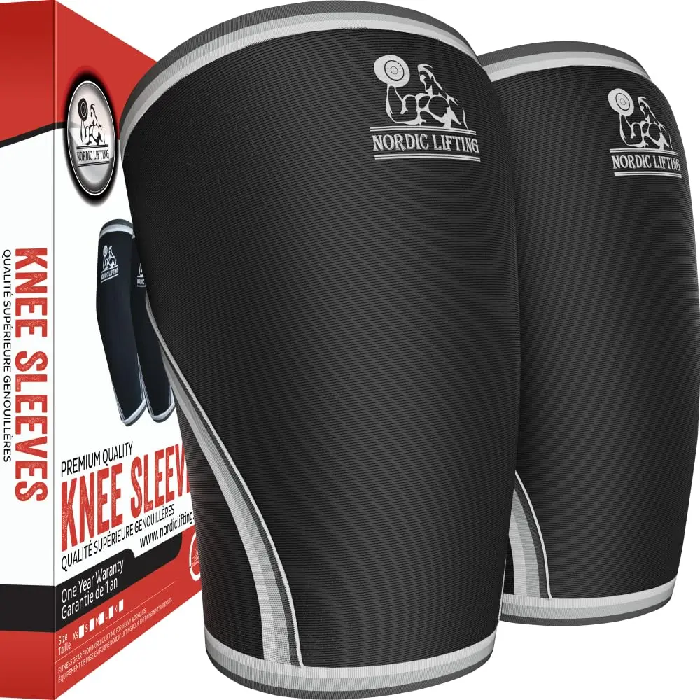 Unisex Knee Sleeves (1 Pair), 7mm Neoprene Slip-On Leg Compression Sleeve for Weight Lifting, Squat Support & High-Impact Work Out, Sport Ready