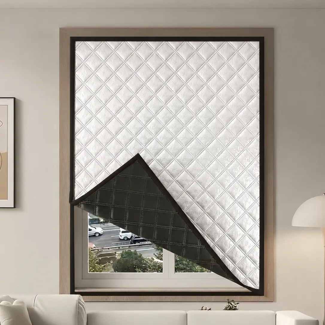 Winter Insulated Window Cover with Self-Adhesive Fastening Strips, Helps Reduce Cold Drafts and Light, for Bedroom and Living Room, Window Drapes