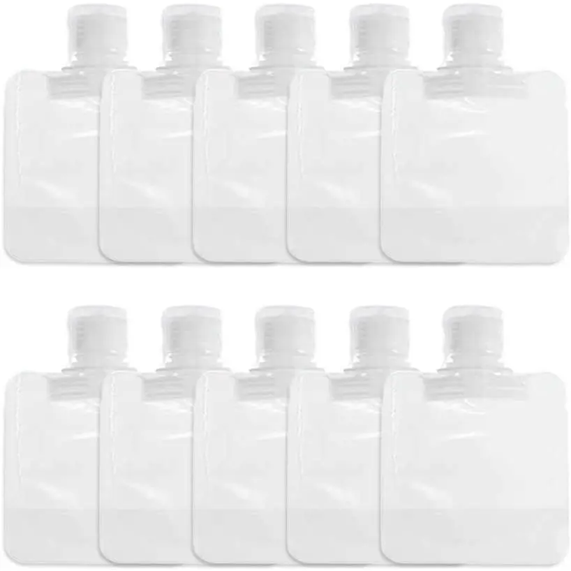 10 count Transparent Portable Fluid Packing Bags,  Travel Size Refillable Empty Squeeze Pouch,  Travel Pouches for Toiletry, Lotion Shampoo Shower Gel Squeezable Bags, Bags and Cases(30ml)
