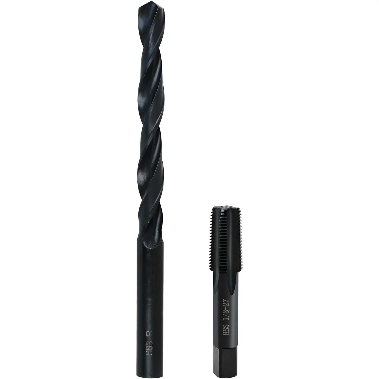 1/8-27 NPT Pipe Tap and R drill Set, Carbon Steel Hand Threading Plumbing NPT Tap Set for Plumbers Mechanics DIY Thread  tools