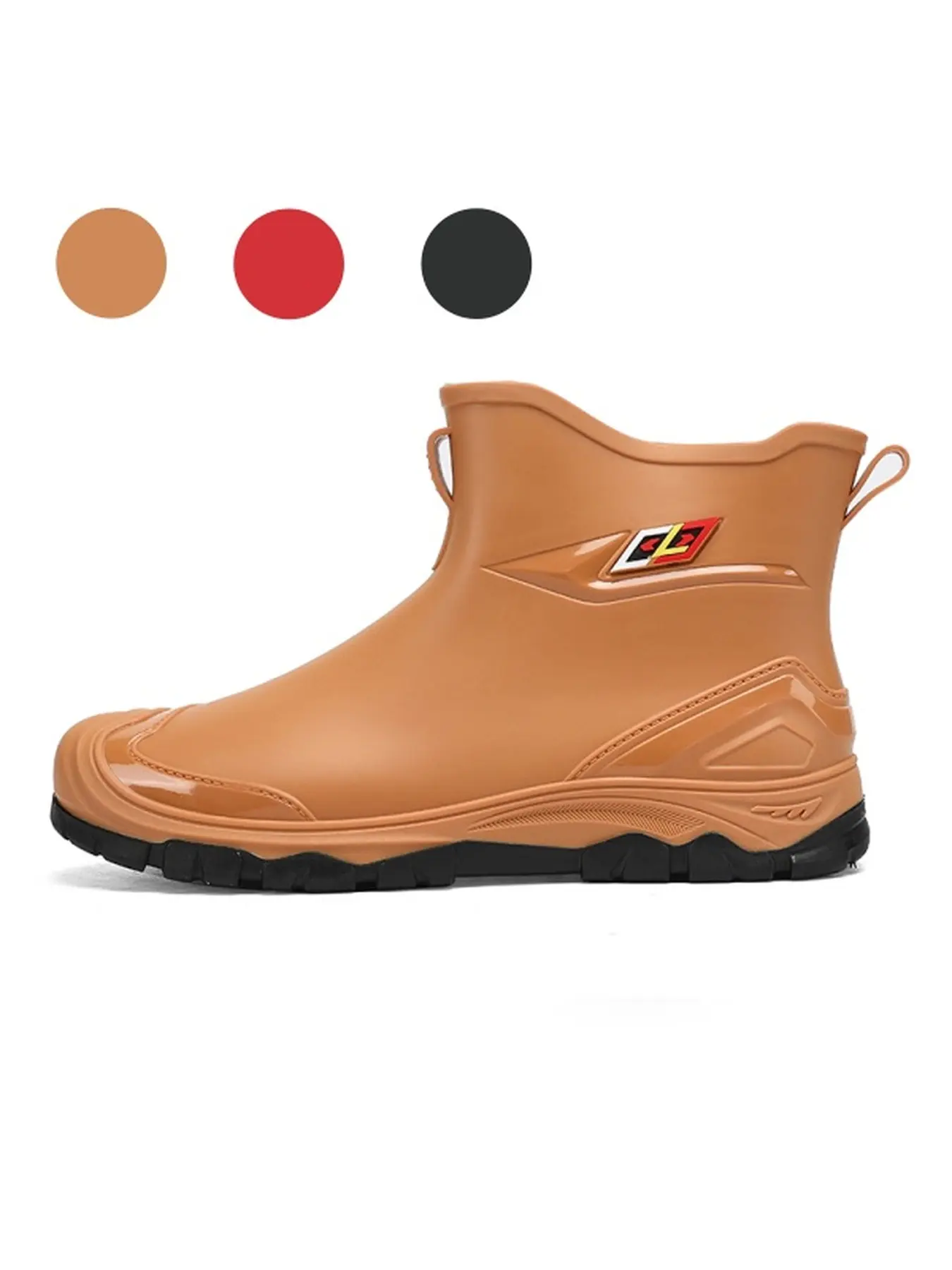 Men Two Tone Short Rubber Boots Non Slip Tear Resistant Reinforced Toe Cap For Muddy Ground Field Tasks