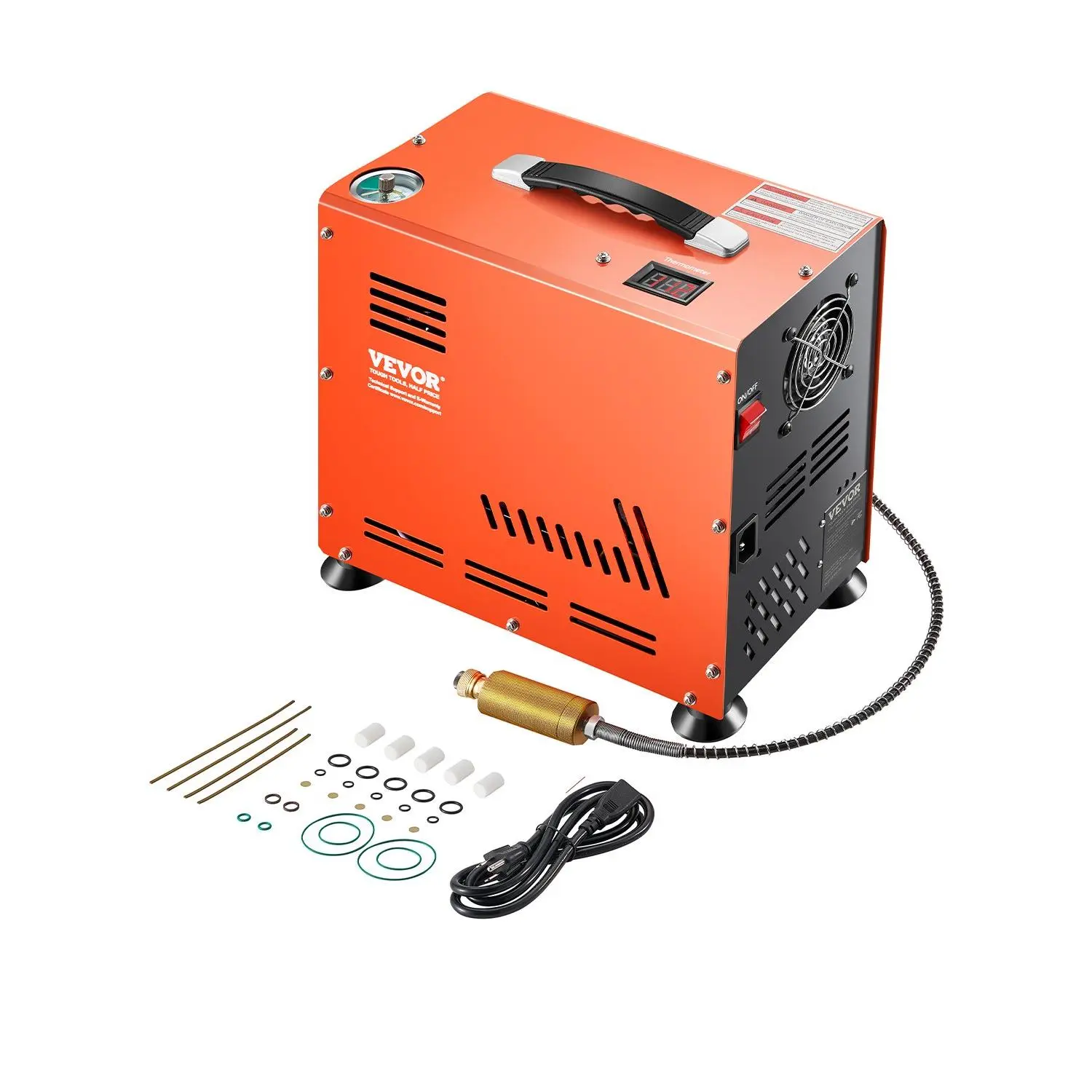 VEVOR PCP Air Compressor, 800W Dual-Cylinder PCP Airgun Compressor 4500PSI/30Mpa with Built-in Fan Cooling System, Auto-Stop Oil Free Paintball Tank Compressor for Air Rifle, Scuba Diving Bottle