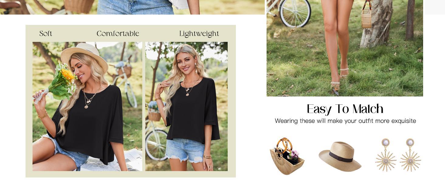 Imily Bela Womens Oversized T-Shirts Cropped Summer Casual Short Sleeve Loose Fit Tee Tops