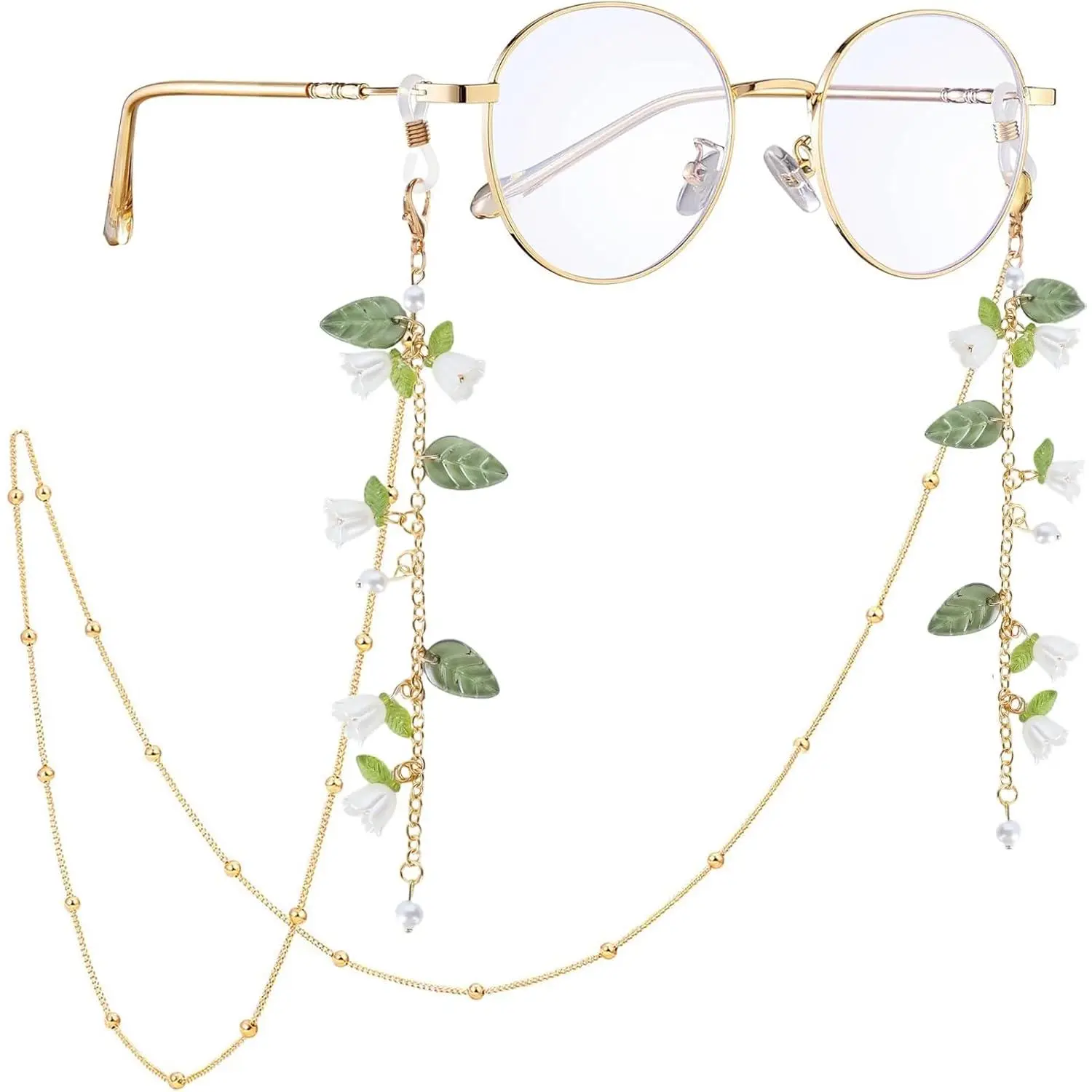 Flower Eyeglasses Chain for Women, Lily of the Valley Sunglasses Holders Around Neck Glasses Lanyard for Friend