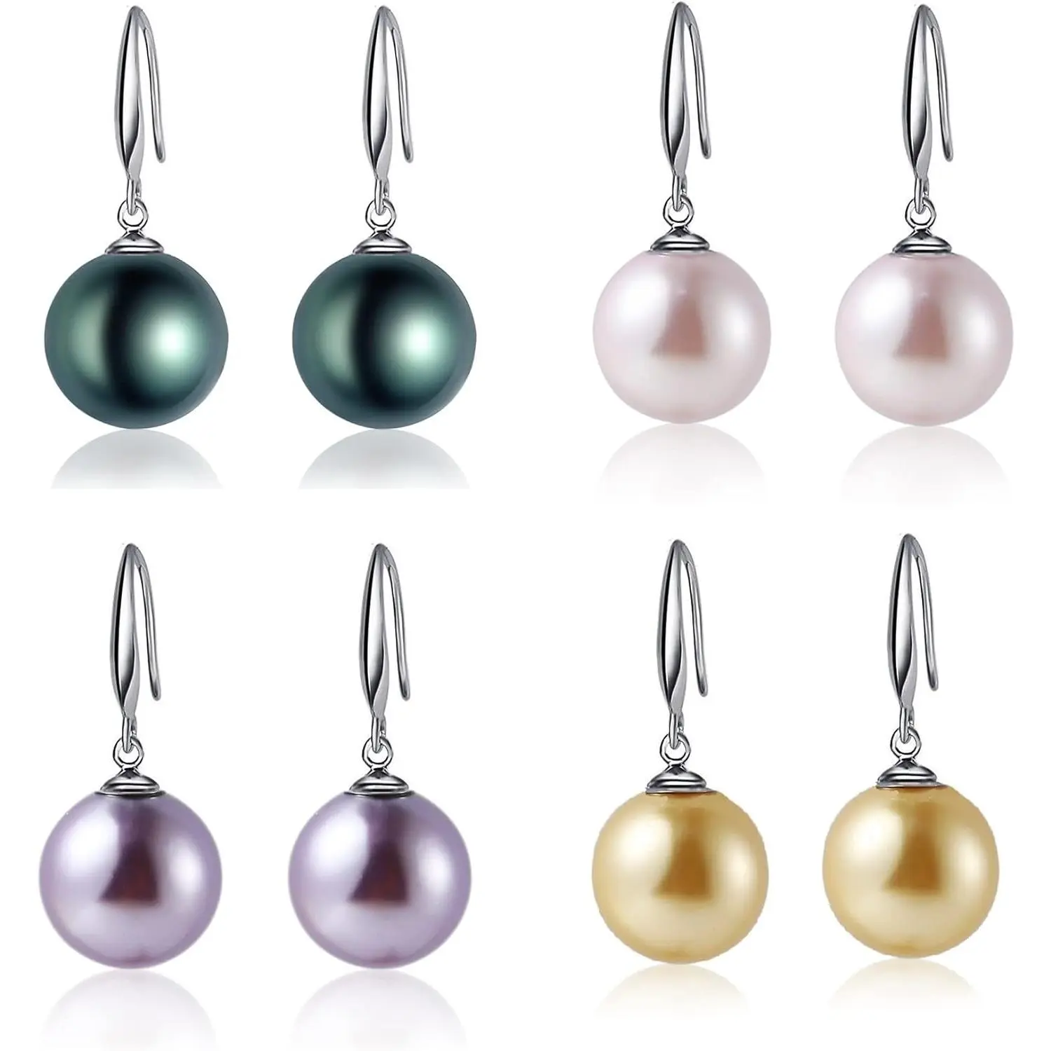 Women's 10mm Ocean Pearl Drop Earrings with Natural Shell Beads, Stylish Fashion Jewelry
