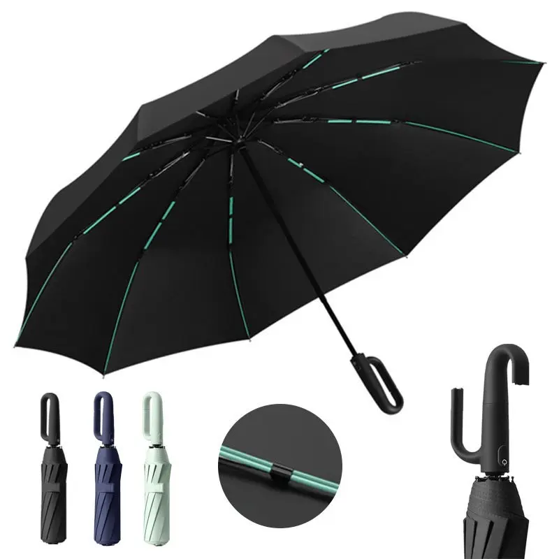 Extra Large Reinforced Wind-Resistant Rain-Resistant Umbrella, Folding Umbrella, Dual-Purpose UV-Resistant, Fully Automatic Ring-Buckle, 1pc