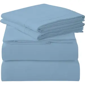 4 Piece Queen Sheets Set - Soft Brushed 1800 Microfiber Bedding - 1 Fitted and 1 Flat Sheet, 2 Pillow Cases - Wrinkle Free & Fade Resistant - Hotel Luxury Bed Sheets (Lake Blue, Queen)