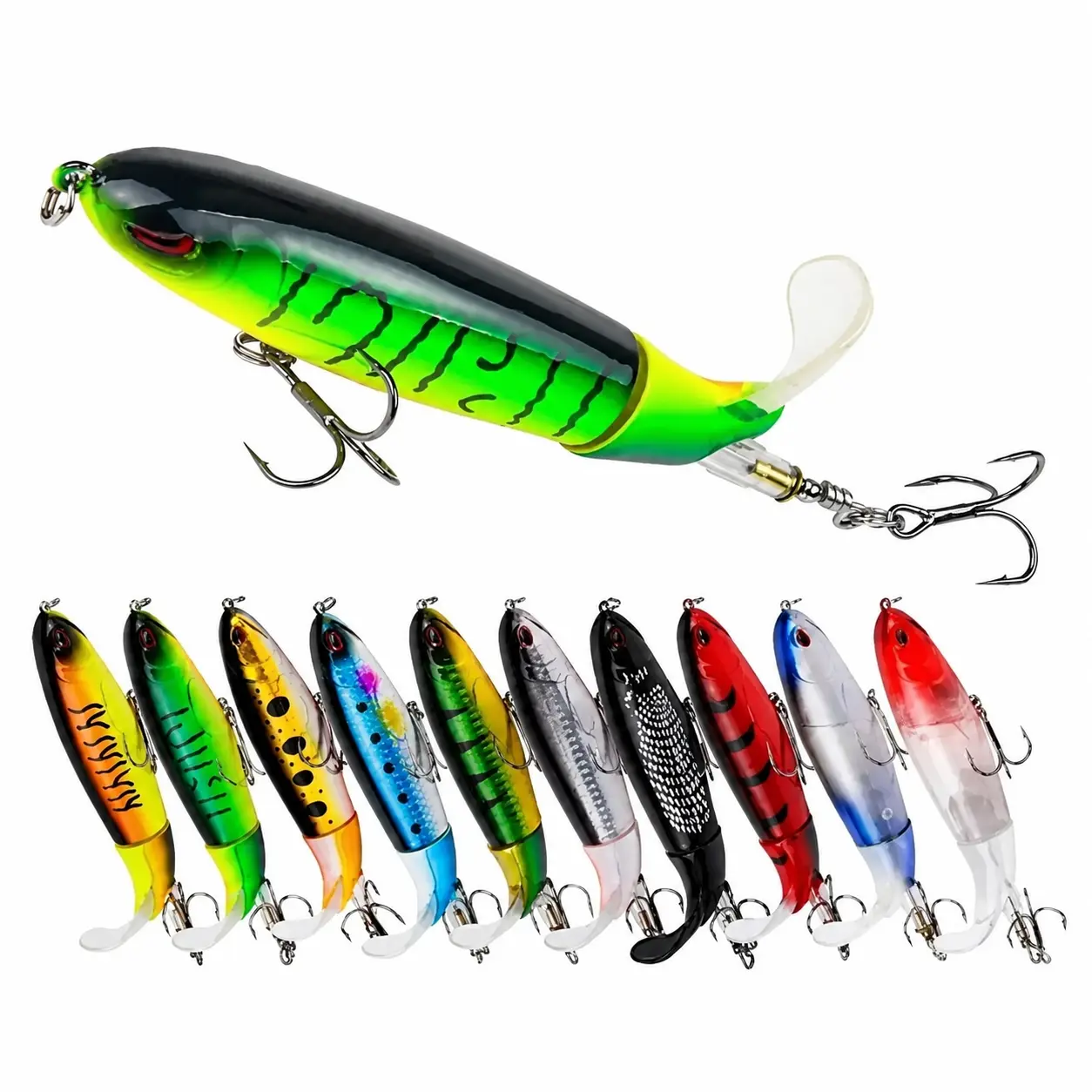 10-Piece Whopper Plopper Fishing Lure Set – 10 cm, 13.5 g Realistic Swimbait with Sharp Hooks, Durable ABS Construction, High-Visibility Surface Action for Freshwater and Saltwater, Precision-Cast Design with Natural Swimming Motion and Enhanced Fish Attr