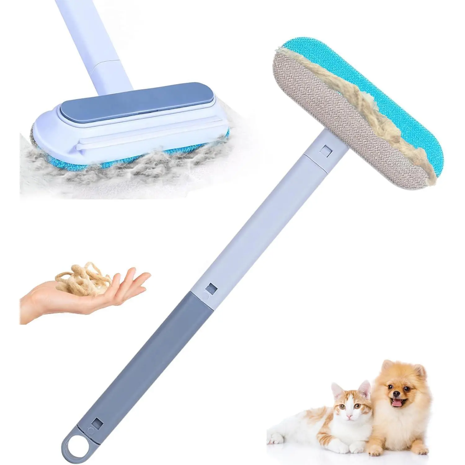 4 in 1  , , Effective  and  Hair Removal Cleaning Tool with 17-Inch Extra Long Handle Multifunctional  Lint Brush for Couch, Furniture, Carpet, Clothes, Bedding