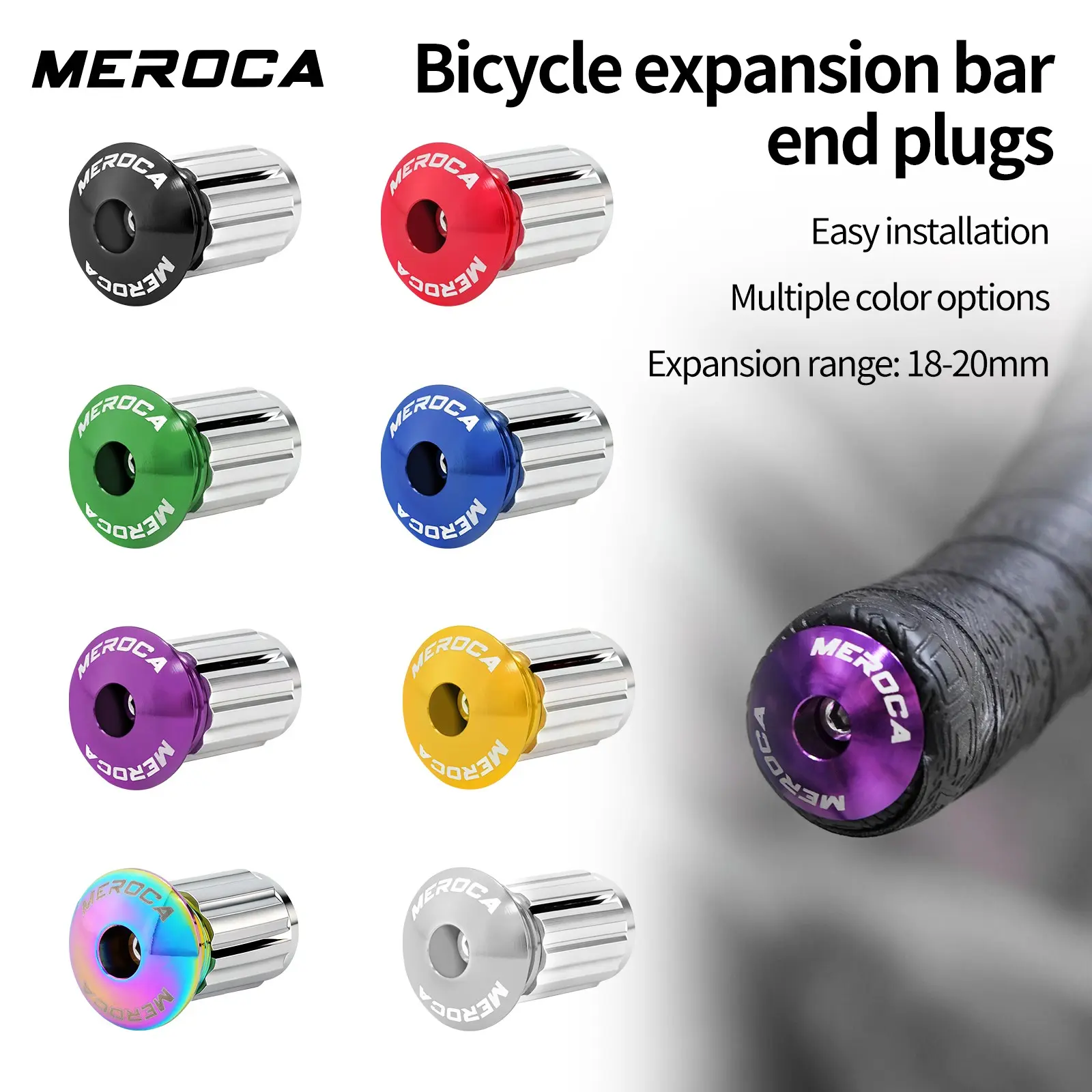 Meroca Bicycle Handlebar Plug, Aluminum Alloy, Comfort Upgrade, Suitable for Mountain Bike, Road Bike, Folding Bike, Straight Bar