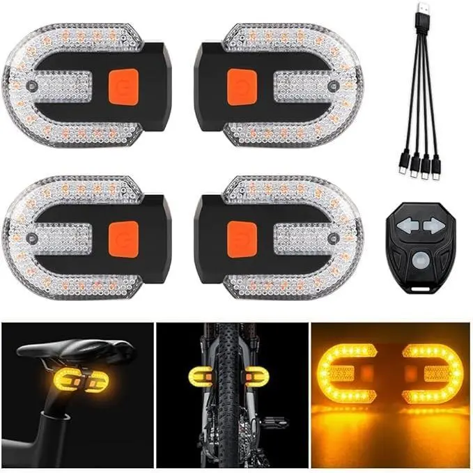 Wireless Remotee Bike Tail Light with Turn Signal, Split Bicycle Rear Lights, USB Rechargeable Turn Signal Bike Taillights for Cycling, Cyclist Safety Warning Bike Light 5 Mode for Light Cycling