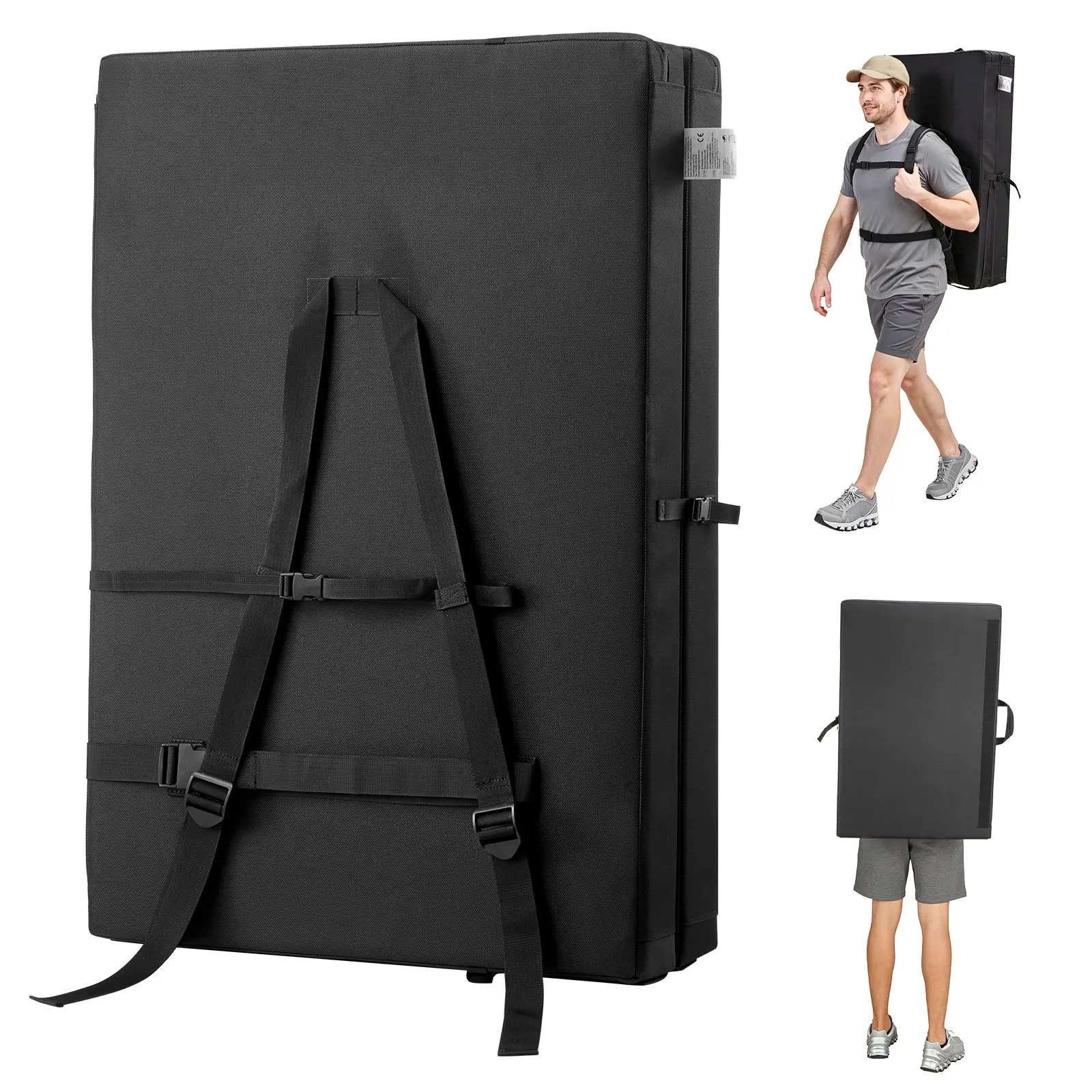 VEVOR Bouldering Crash Pad, Bi-Fold 900D Oxford Cloth Rock Climbing Pad (9.7 lbs) with Adjustable Backpack Straps & Handle, Lightweight Foldable for Indoor Bouldering, Gym Training (Folded: 35.6x24.0x8.3 in), 35.6 X 24.0 X 8.3 In