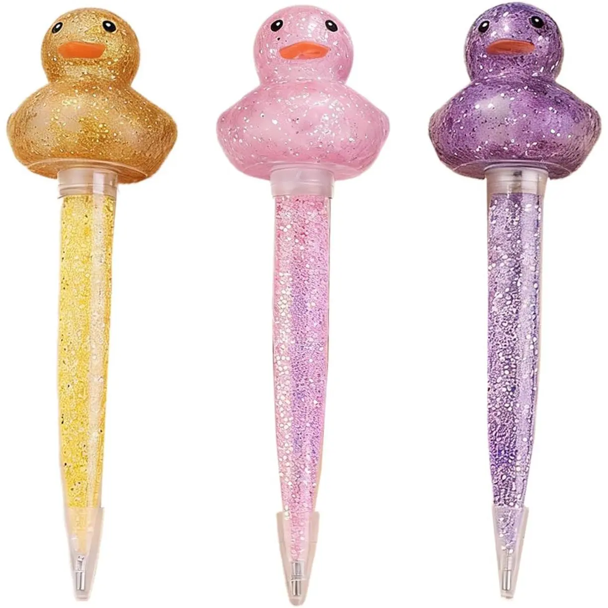 Glittering Duck Spark Synthetic Wax Pens Set - 3 Refillable Rhinestone Pencils, DIY Crafts Tool for Painting, Art Making
