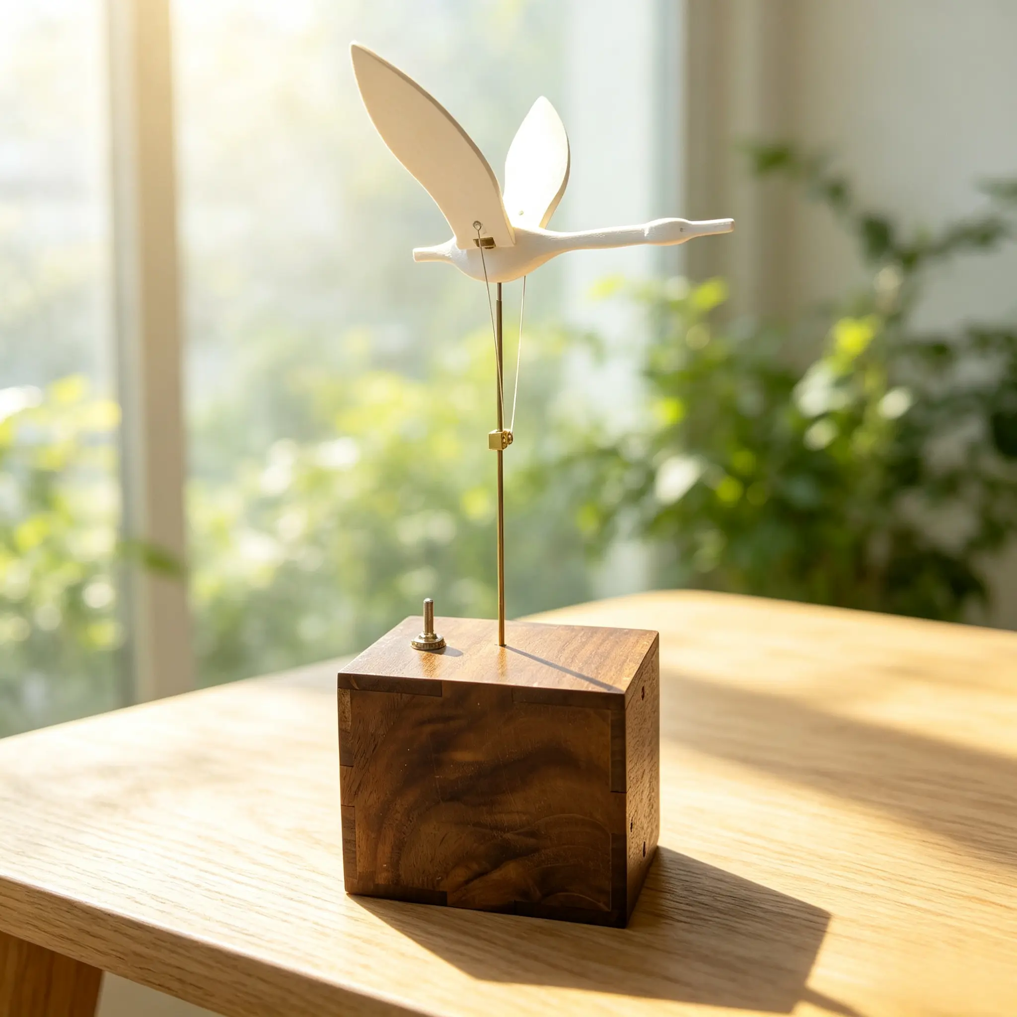 Handcrafted Wooden Flying Swan Automaton, Handmade Solid Wood Mechanical Bird Sculpture, Minimalist Tabletop Ornament For Desk Bedroom Home Decor Housewarming Gift