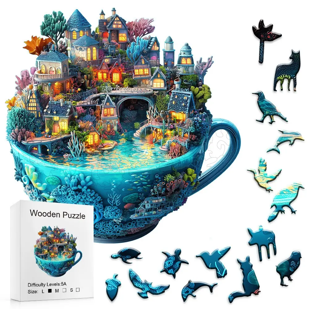 501pcs Water Cup Dream World Wooden Puzzle, Exquisite Gift Box, Home Decoration, Family Activity, Adult Party Game, Perfect Holiday Gift