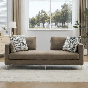 ARCH 77.5"W Upholstered Chenille Chaise Lounge Settee Couch with 4 Pillows, Modern Oversized Sleeper Sofa Daybed Bench with Armrest & Open Backrest for Living Room Guest Bedroom Window, Taupe, Multiple Color Options, Green/Ivory/taupe Color Options